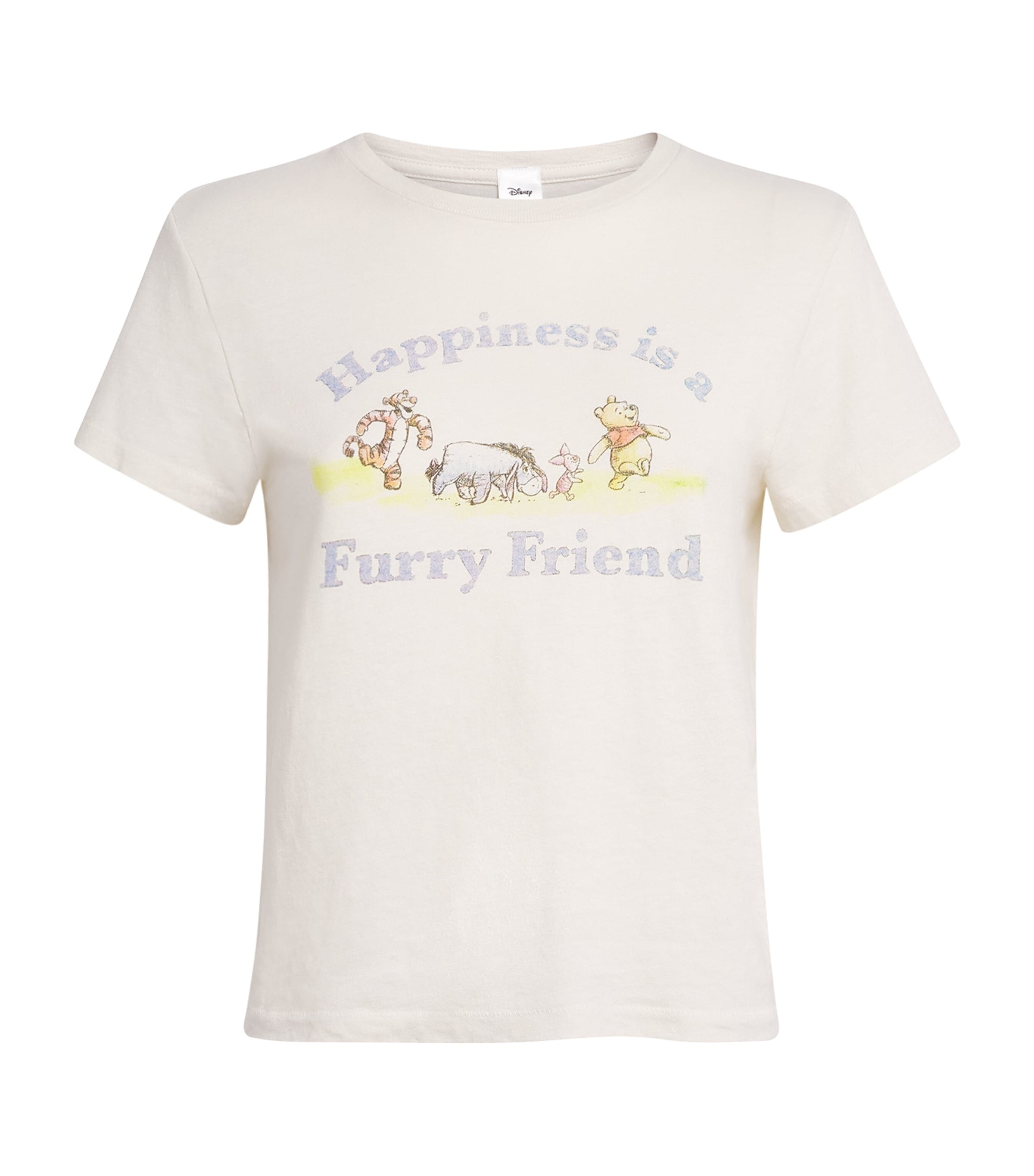 Re-Done Womens Cotton Pooh Print Classic T-Shirt Vintage White