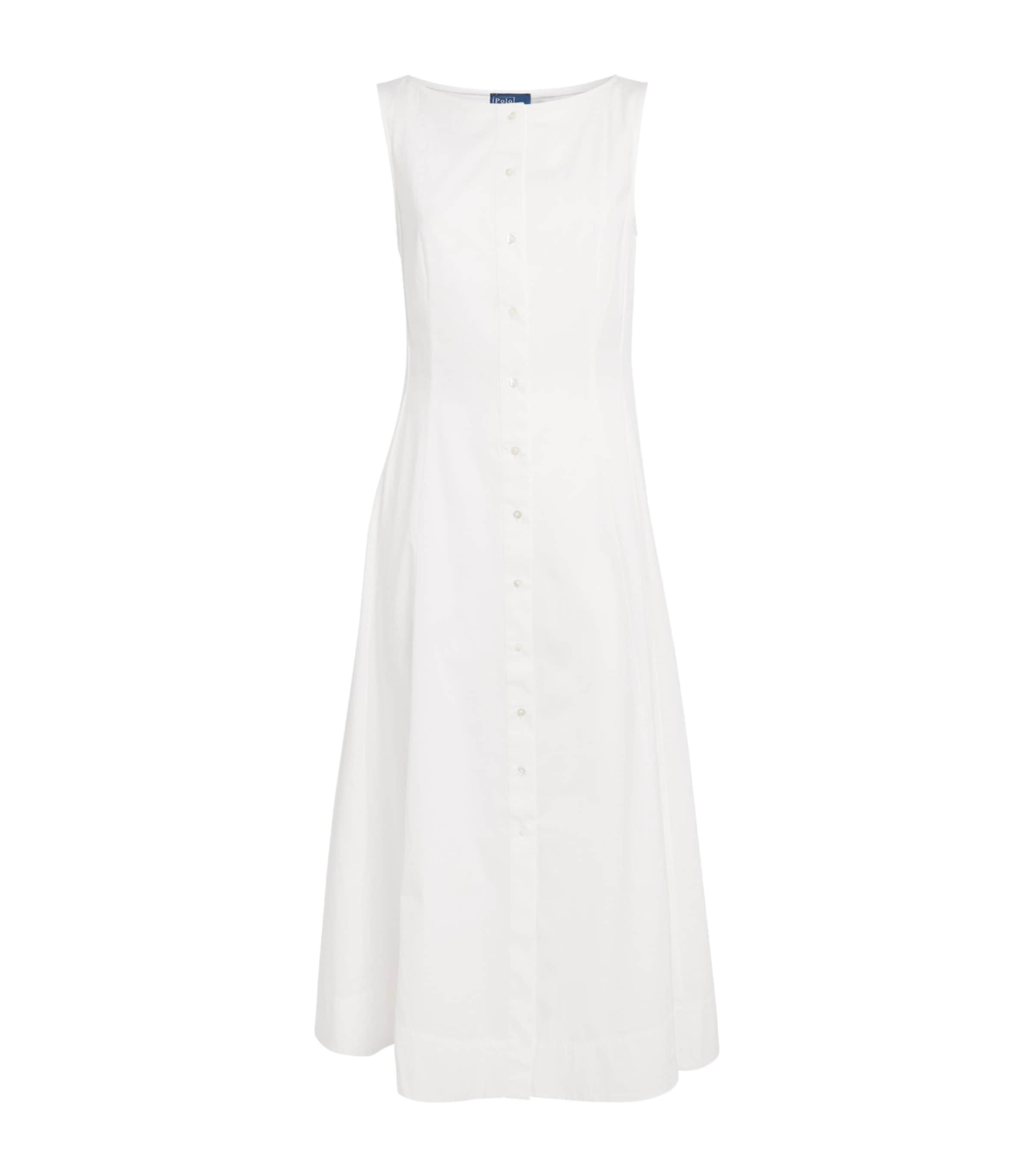 Polo Ralph Lauren Womens Cotton Panelled Midi Dress White