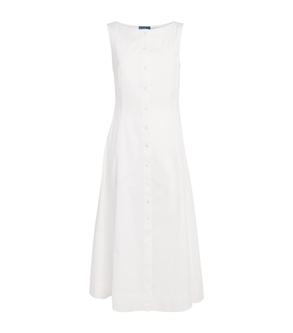 Polo Ralph Lauren Womens Cotton Panelled Midi Dress White