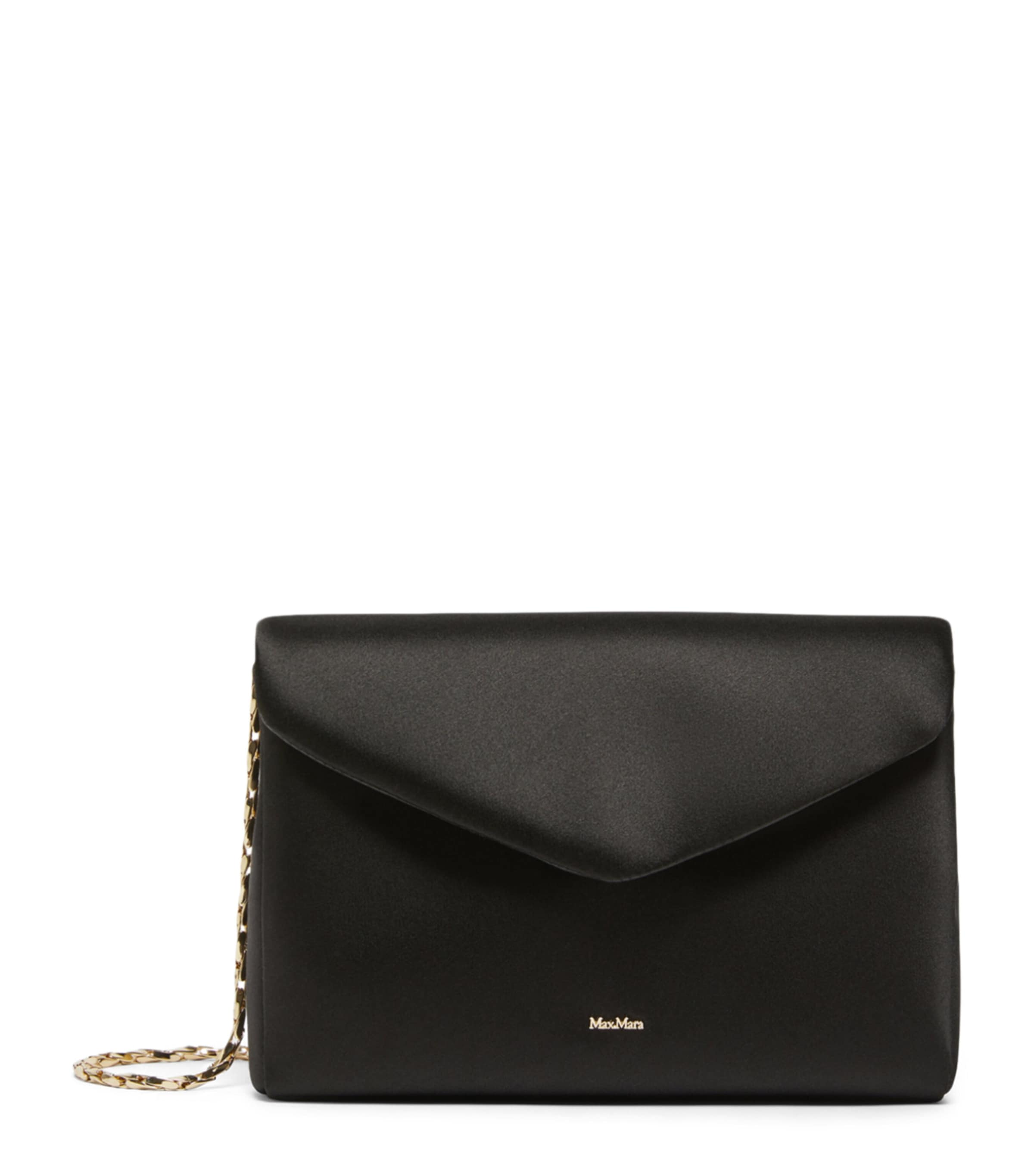 Max Mara Satin Clutch Bag Black