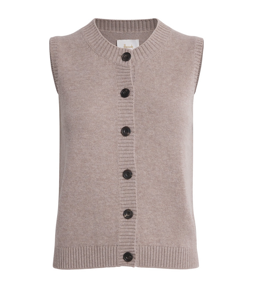 Harrods Womens Cashmere-Cotton Sweater Vest Dark Natural