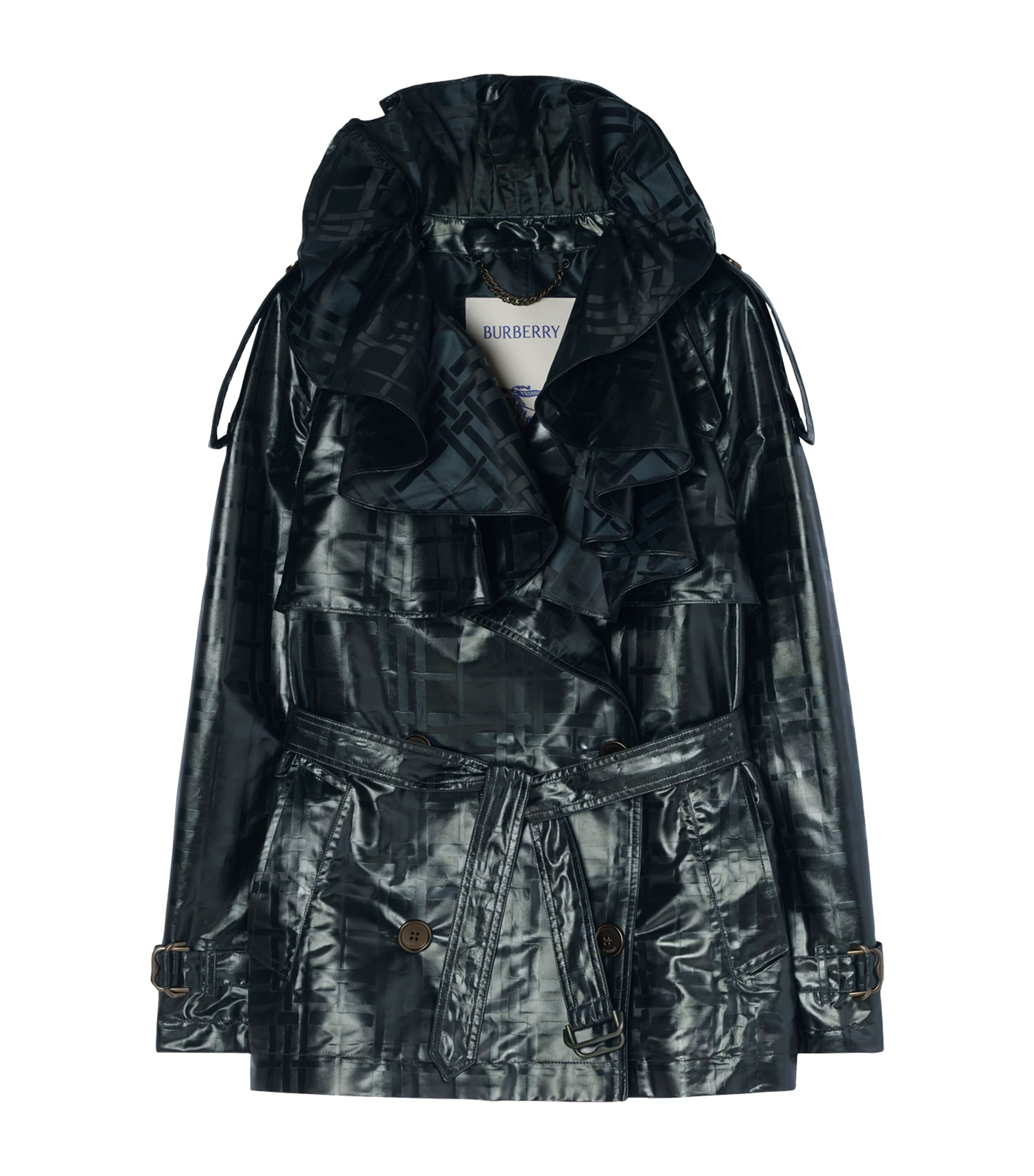 Burberry Womens Clare Trench Coat Flint Blue Pattern