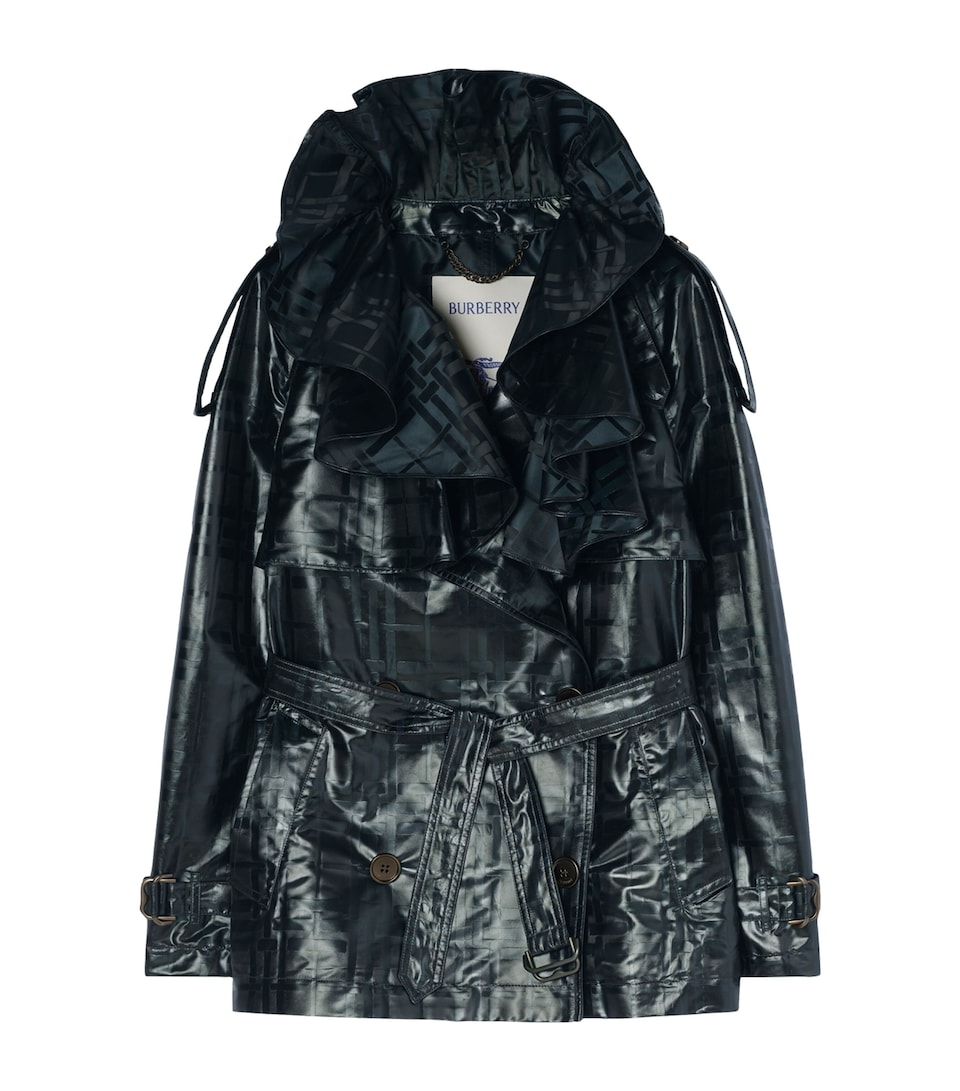 Burberry Womens Clare Trench Coat Flint Blue Pattern