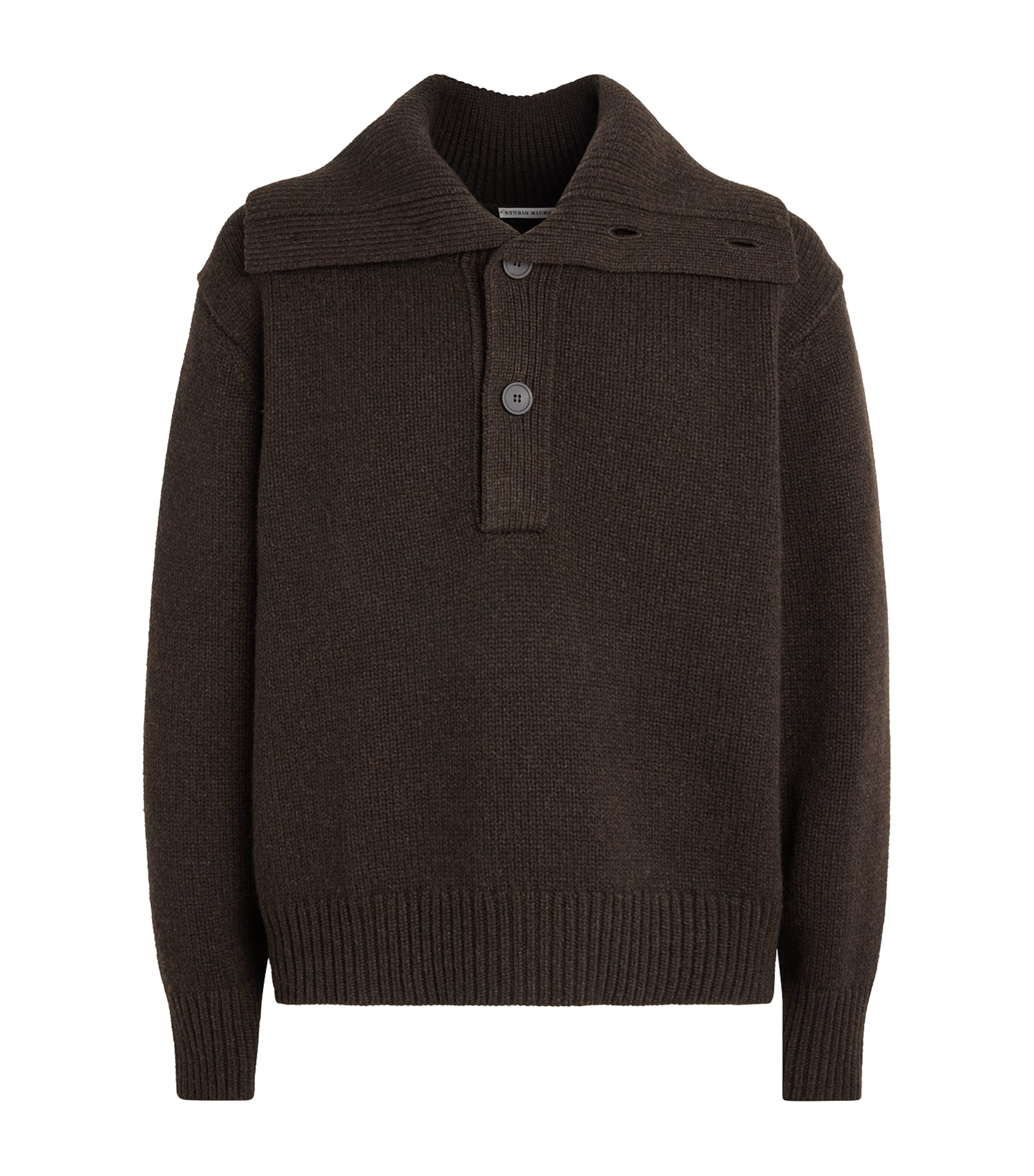 Studio Nicholson Mens Yak-Merino Wool Orena Sweater Espresso Brown