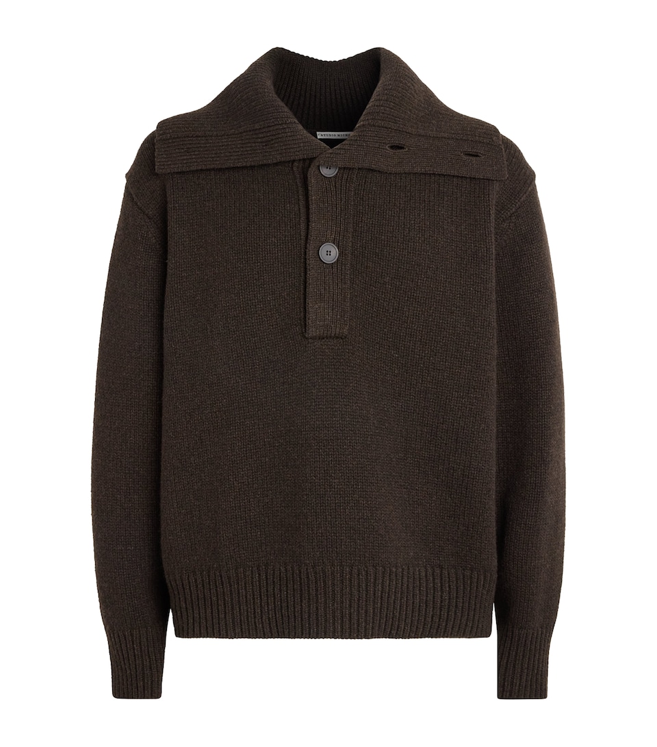 Studio Nicholson Mens Yak-Merino Wool Orena Sweater Espresso Brown