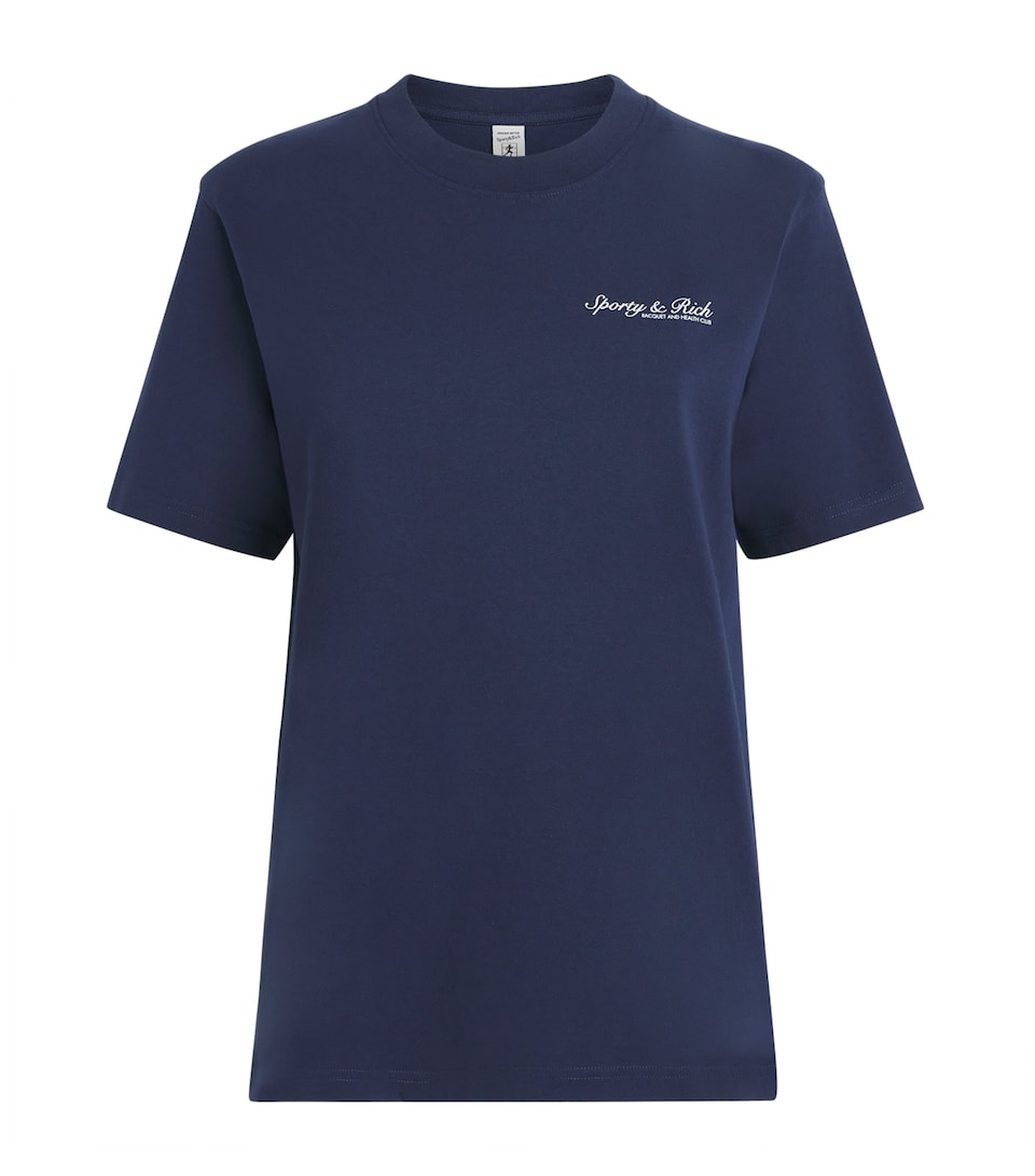 Sporty & Rich Womens Cotton Syracuse T-Shirt Dark Navy White