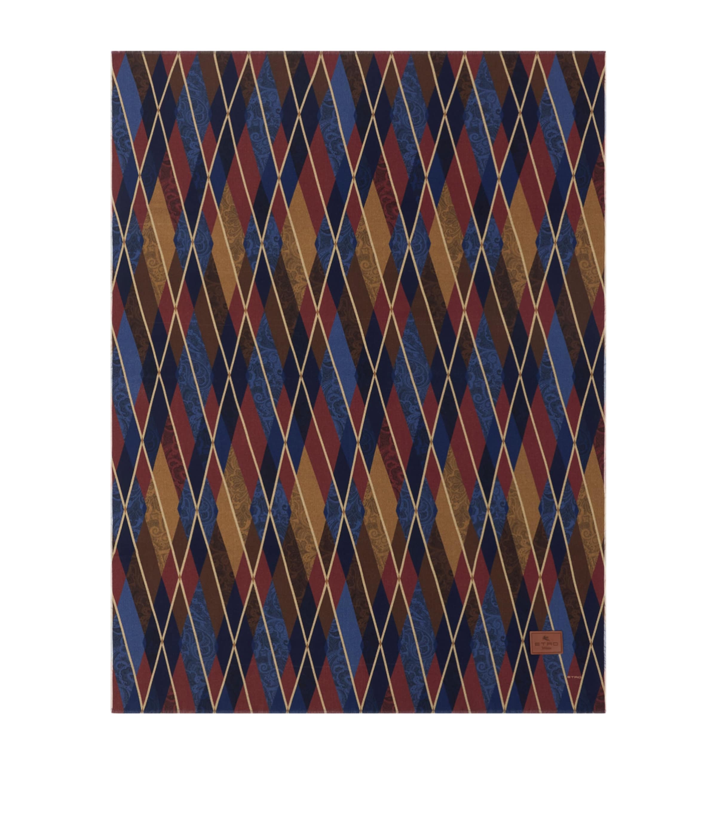 Etro Wool Harlequin Throw (135cm x 175cm) Print On Blue Base