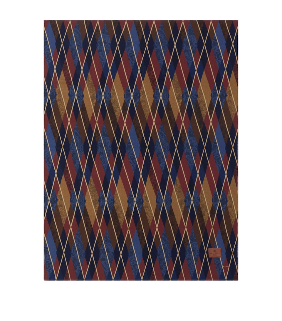Etro Wool Harlequin Throw (135cm x 175cm) Print On Blue Base