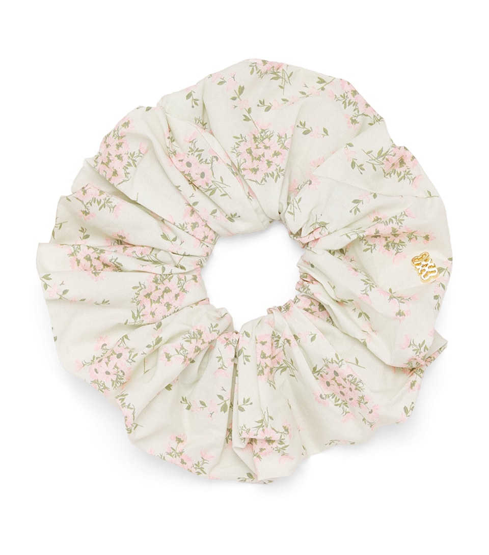 Sandro Paris Cotton Floral Scrunchie Pink / Green