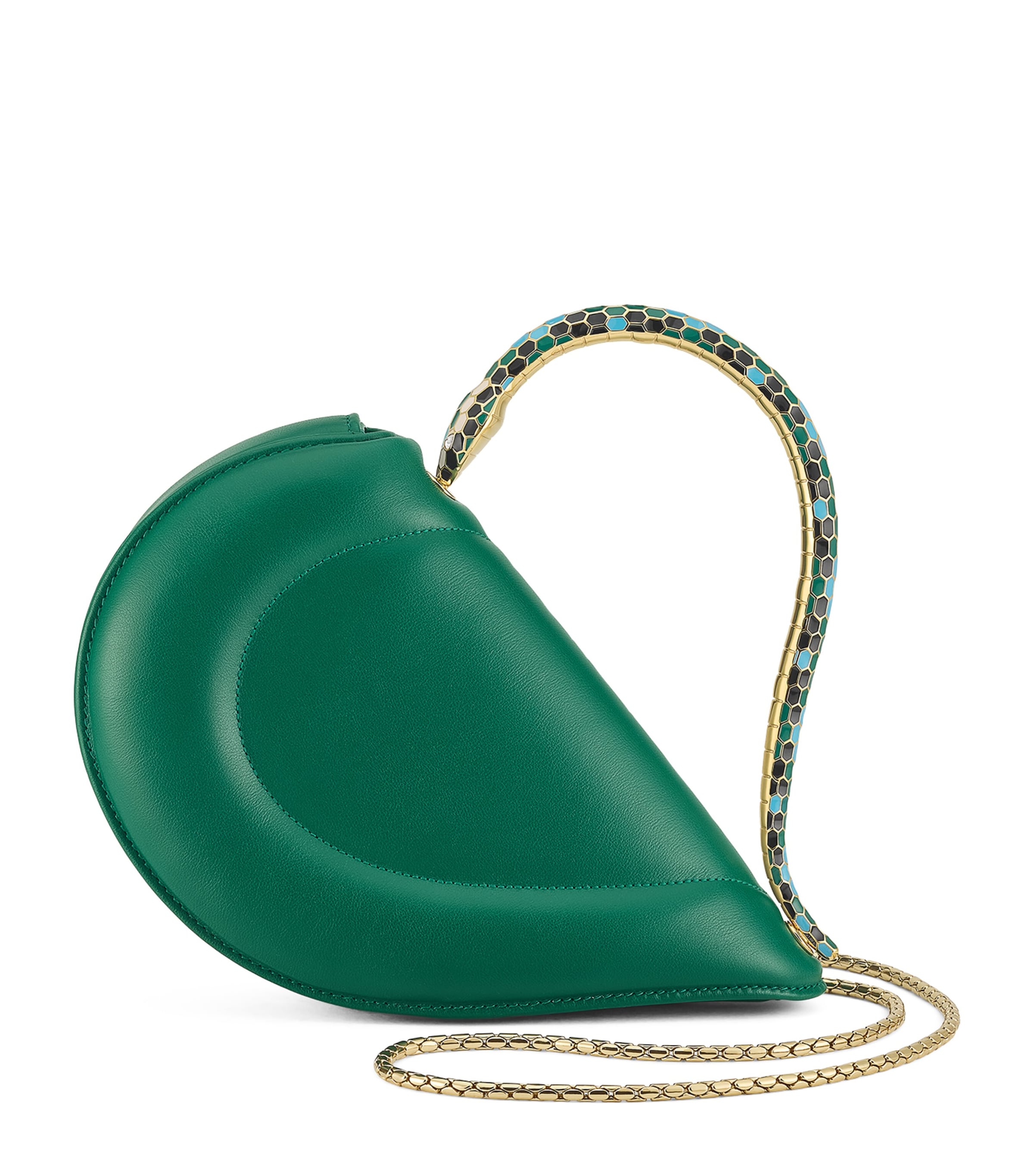 Bvlgari Leather Serpenti Cuore 1968 Top-Handle Bag Green