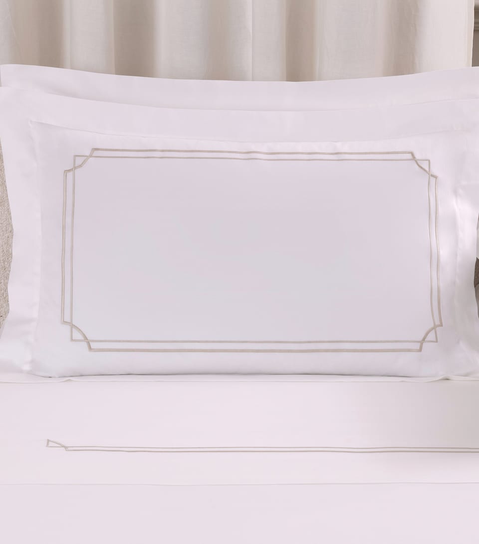 Frette Cotton Layering Embroidery Oxford Pillowcase (51cm x 71cm) Milk/savage B