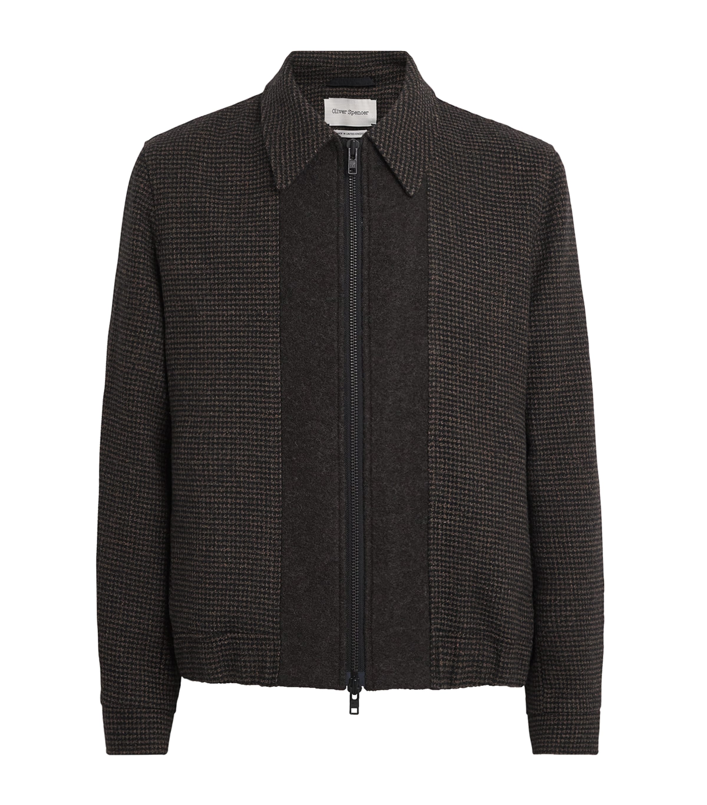 Oliver Spencer Mens Houndstooth Renbourne Jacket Brown