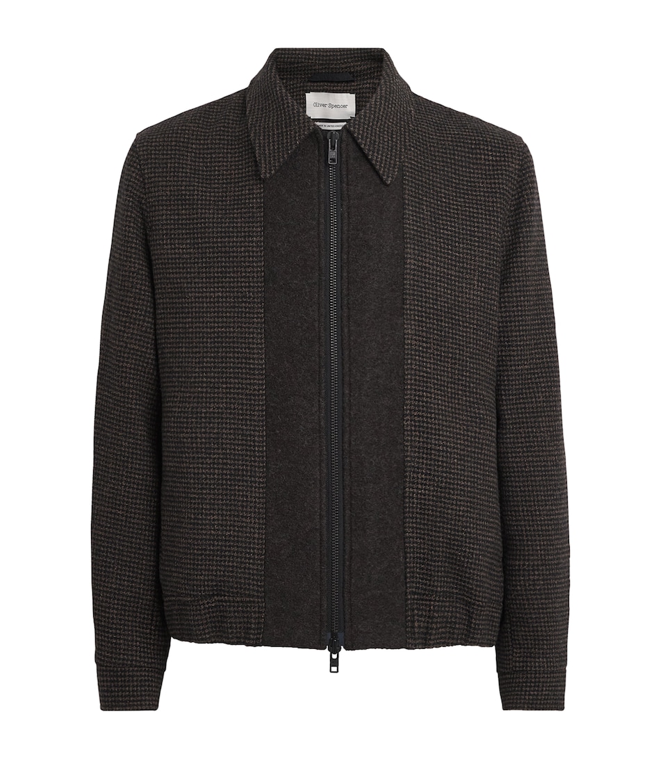 Oliver Spencer Mens Houndstooth Renbourne Jacket Brown