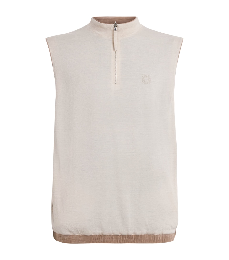 Alba Mens Wool Reversible Quarter-Zip Sweater Vest Sage/green