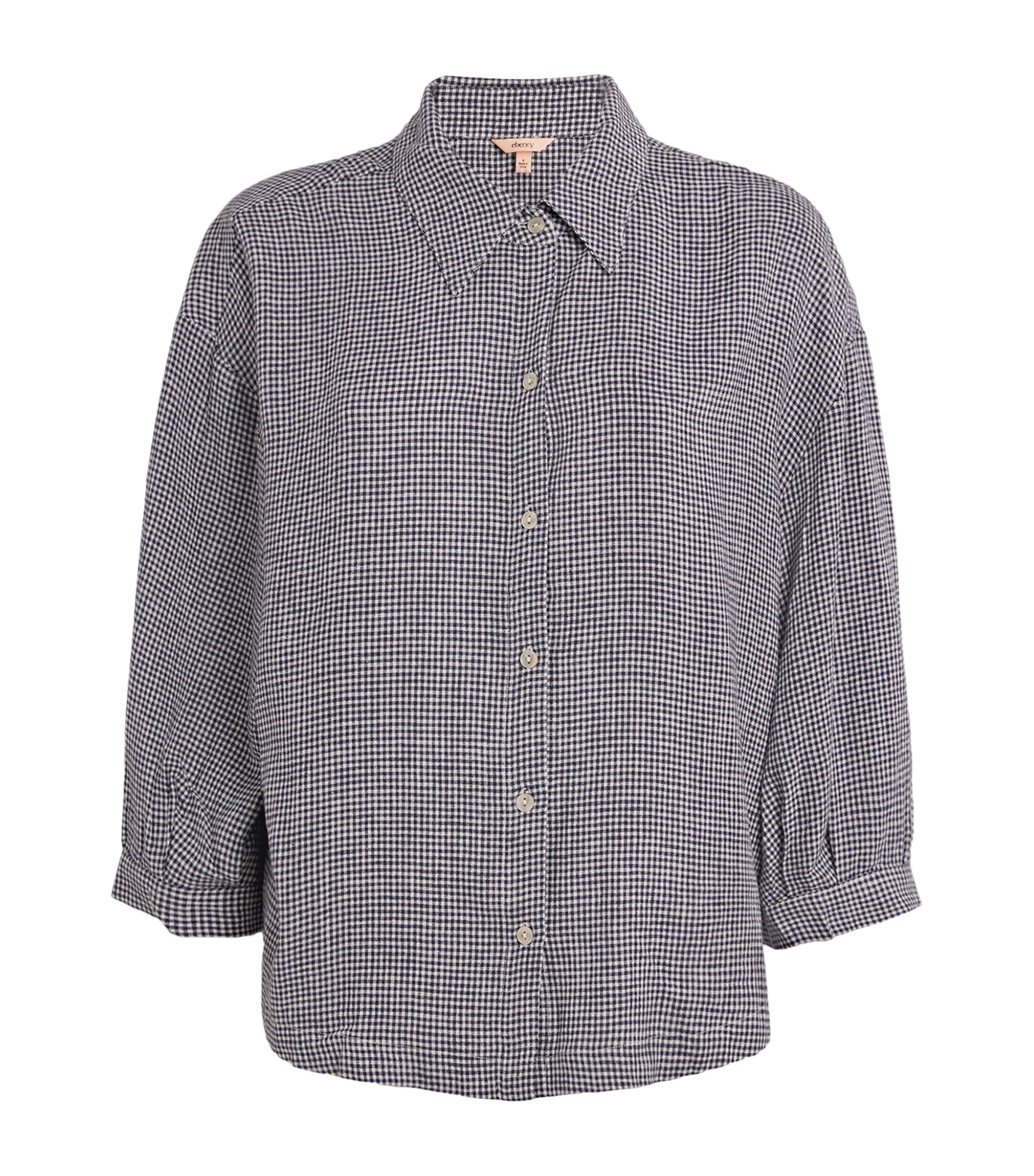Linen-Blend Gingham Shirt