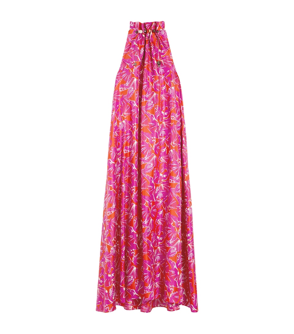 Max Mara Womens Silk Twill Printed Midi Dress Coral