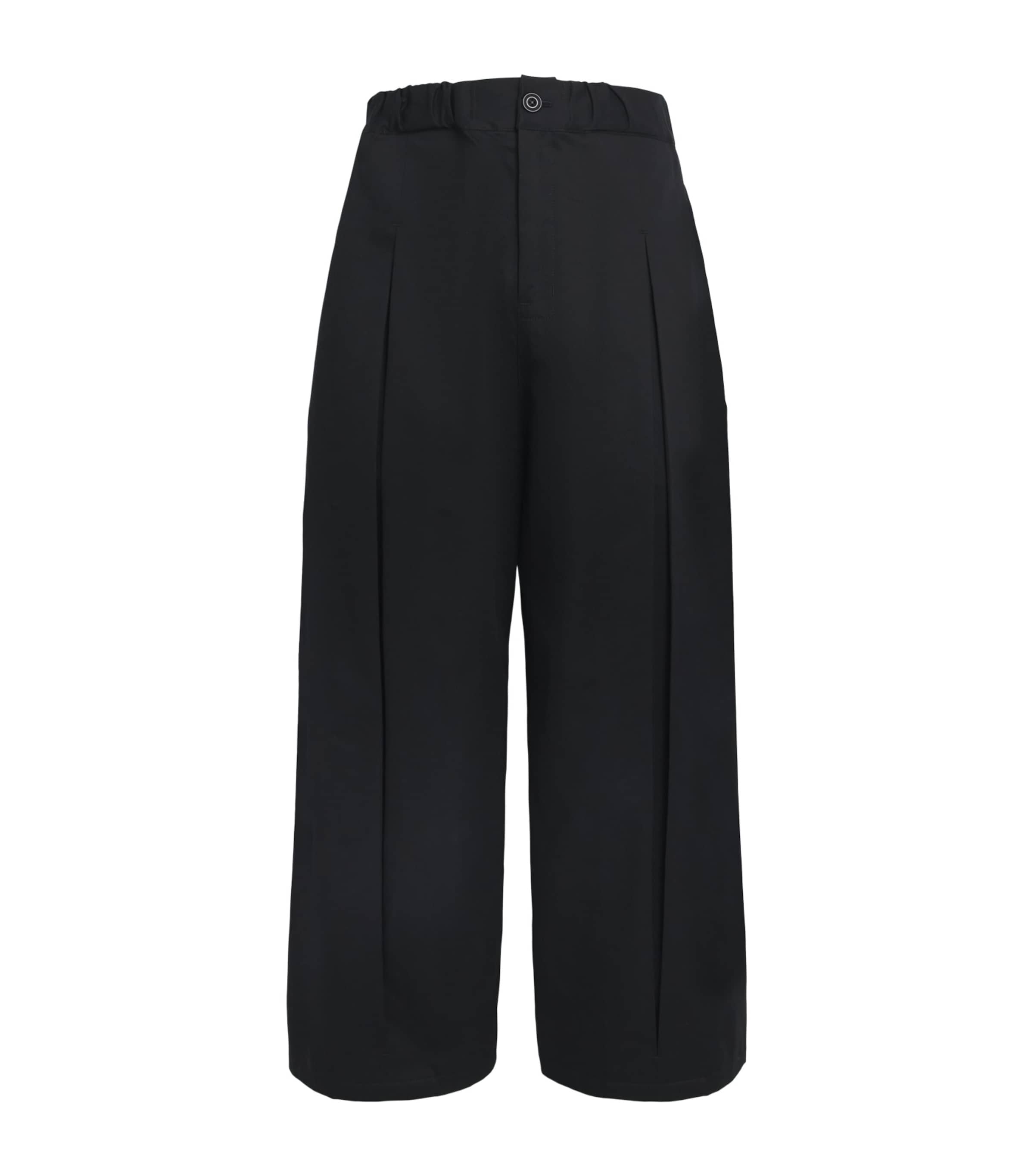 Sage Nation Mens Box-Pleat Wide-Leg Trousers Black