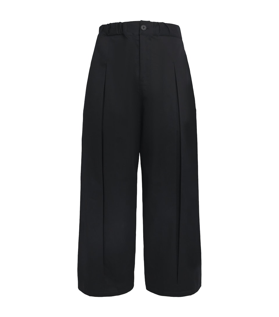 Sage Nation Mens Box-Pleat Wide-Leg Trousers Black
