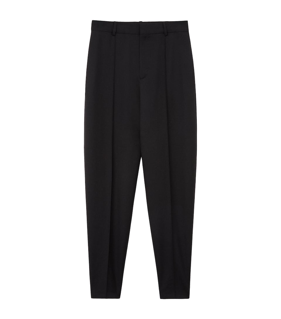 LOEWE Womens Wool-Blend Tapered Trousers Black