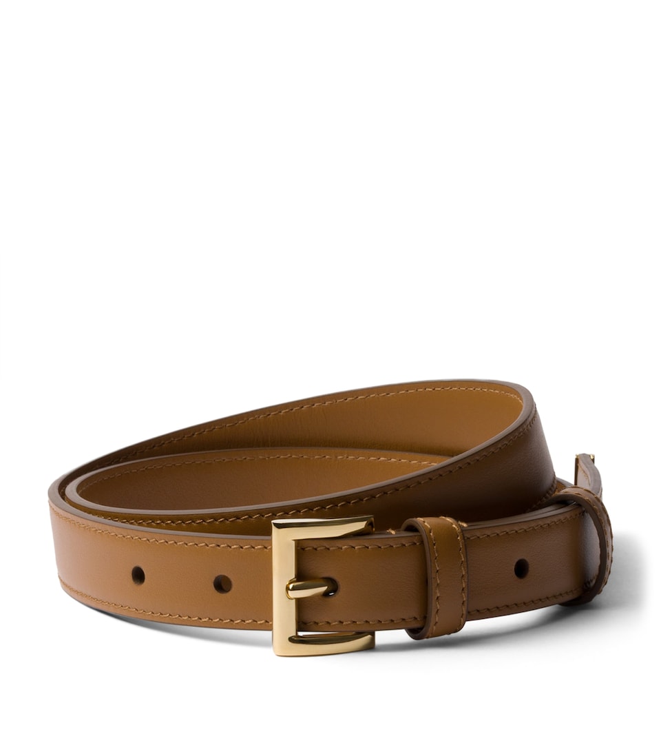 Prada Leather Triangle Belt Brown