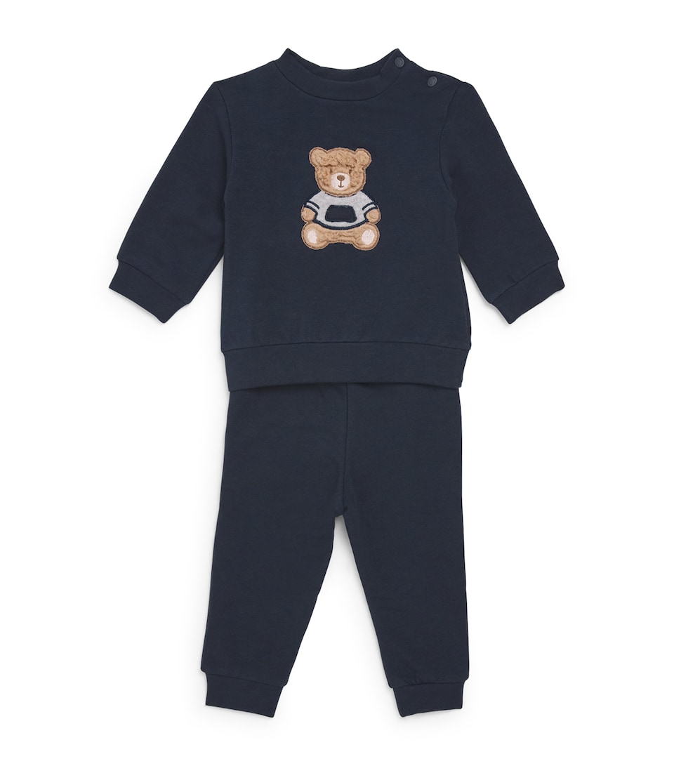 Patachou Stretch-Cotton Teddy Sweatshirt and Sweatpants Set (6 Months – 4 Years) Marine
