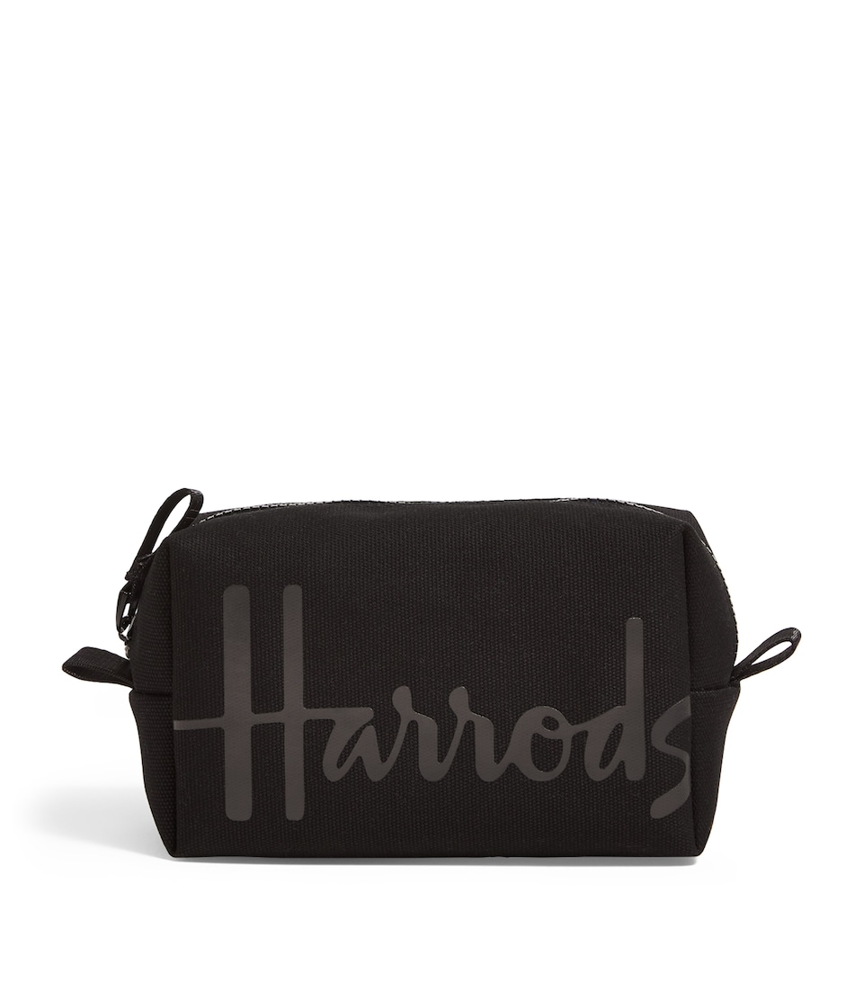 Harrods Cotton Logo Cosmetics Bag Black
