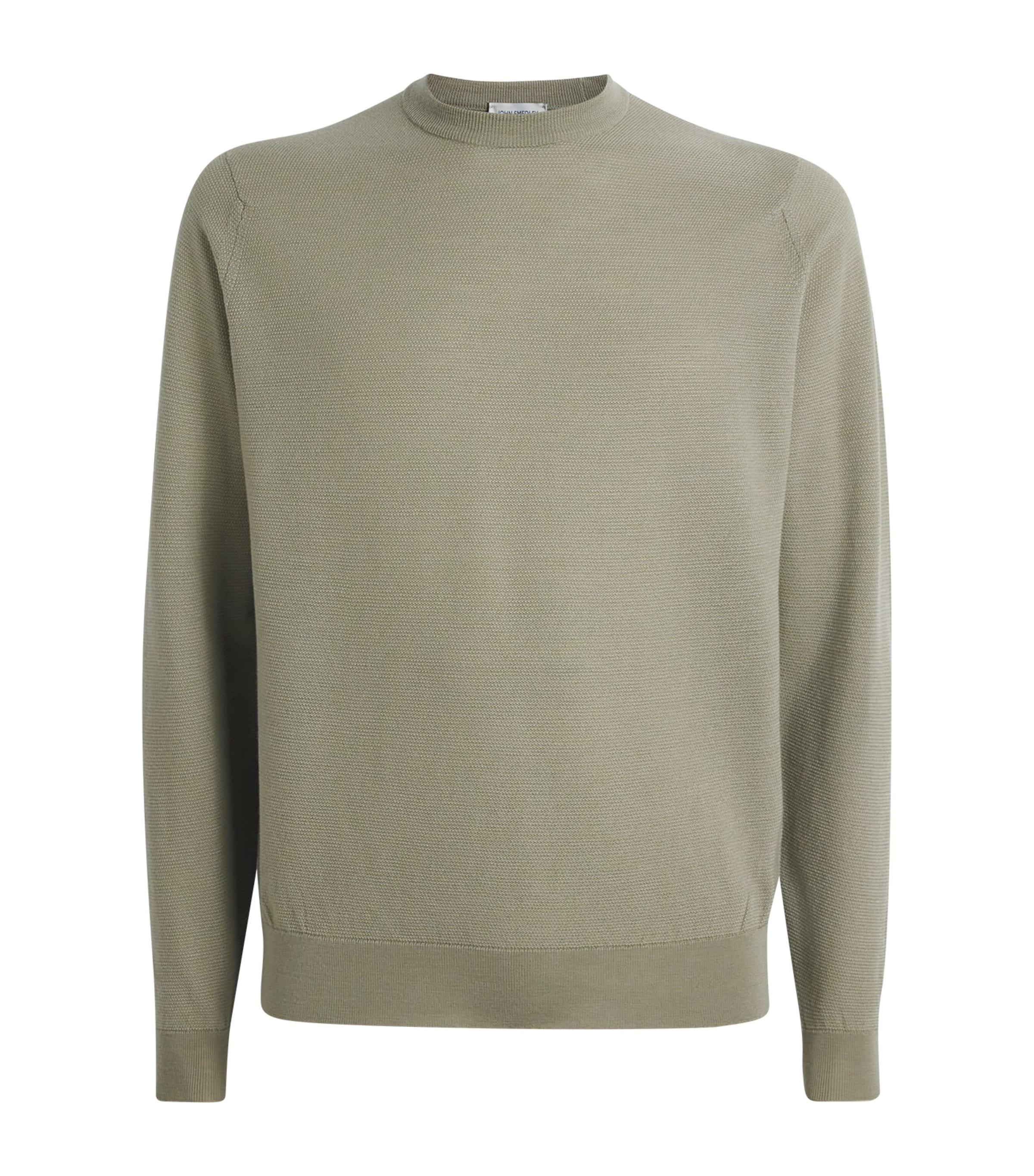 John Smedley Mens Merino Wool Textured Sweater Thistle Dew
