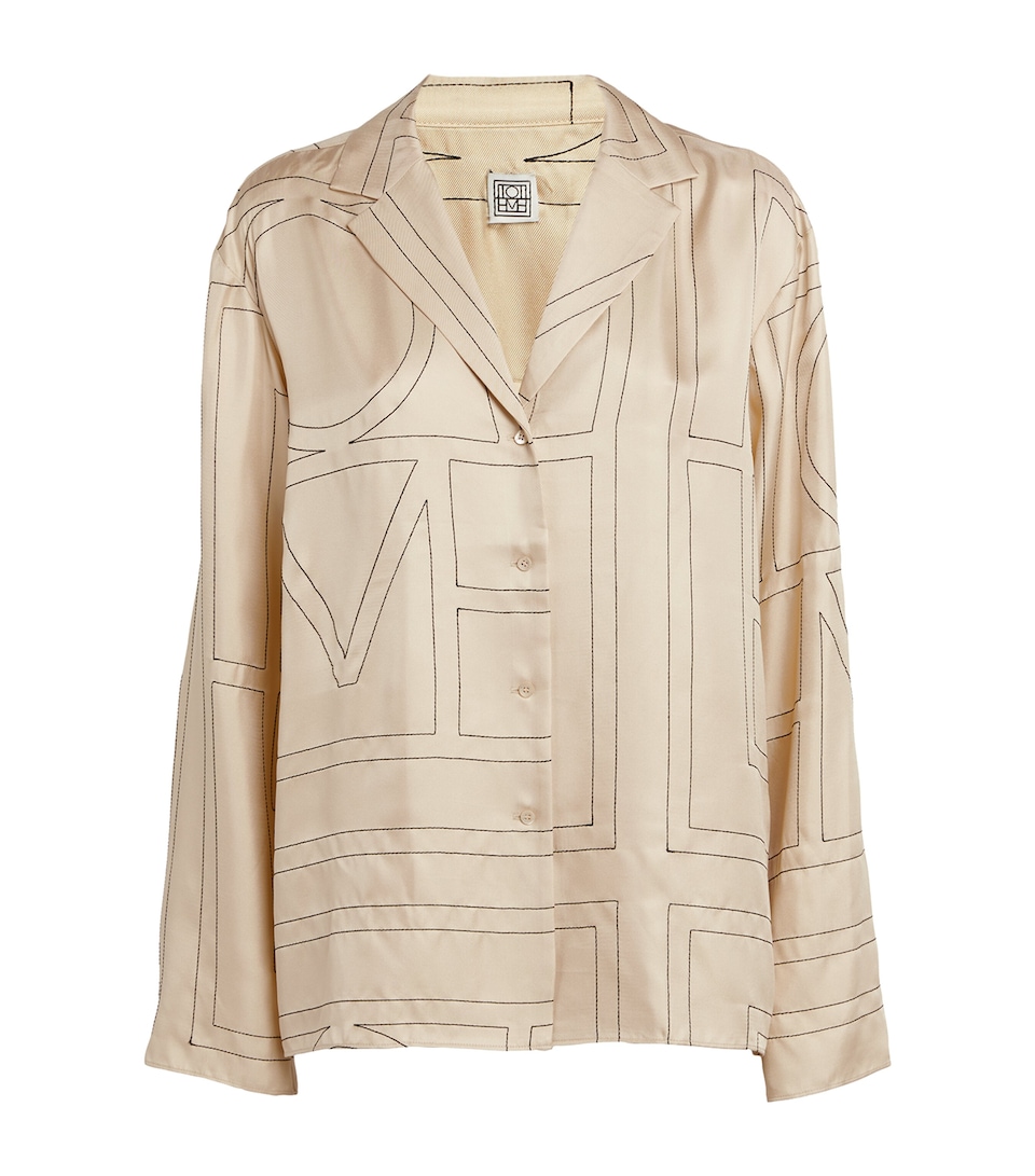 Silk Embroidered-Monogram Shirt