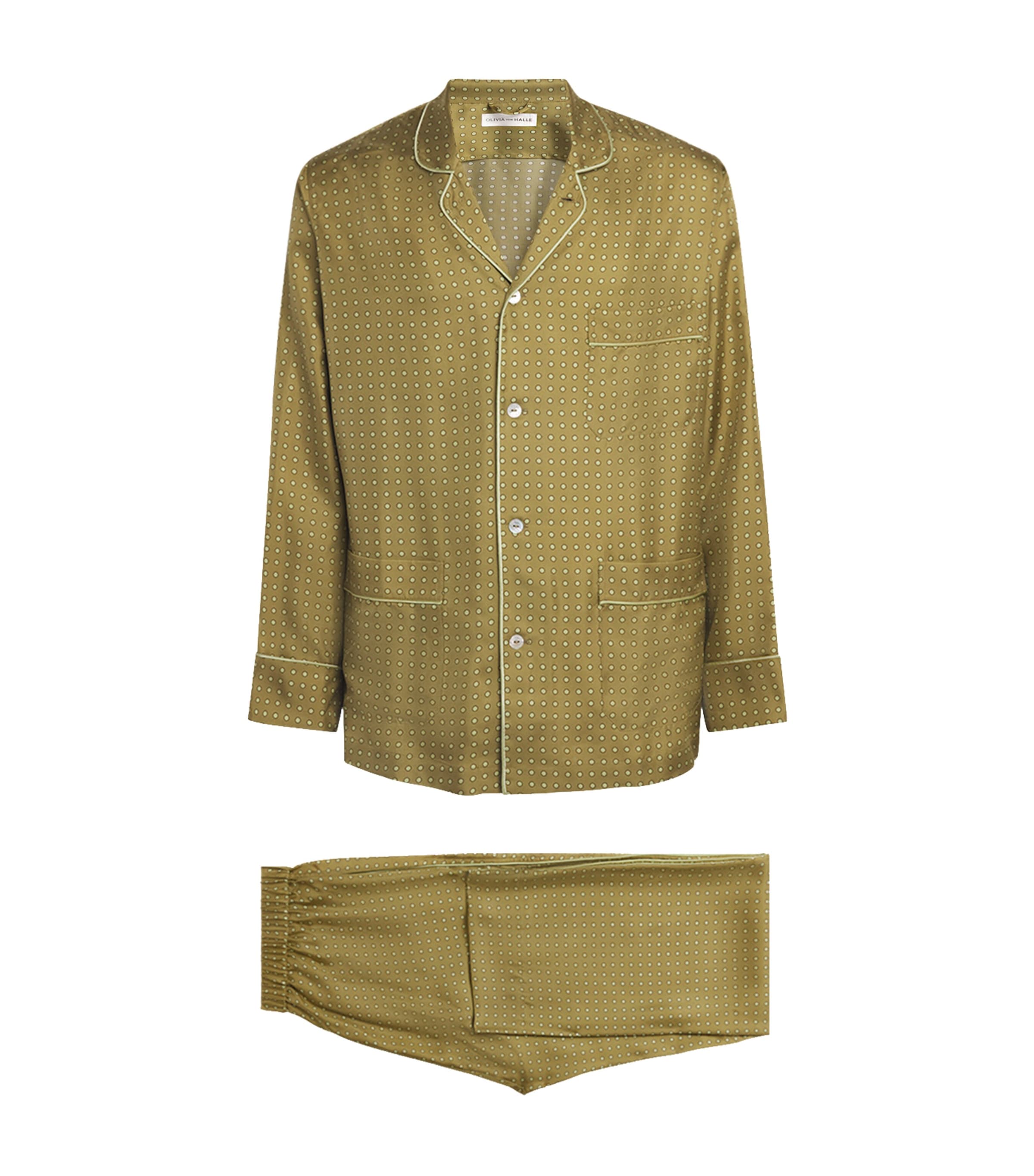 Olivia von Halle Mens Silk Twill Polka Dot Laurent Pyjama Set Lucien