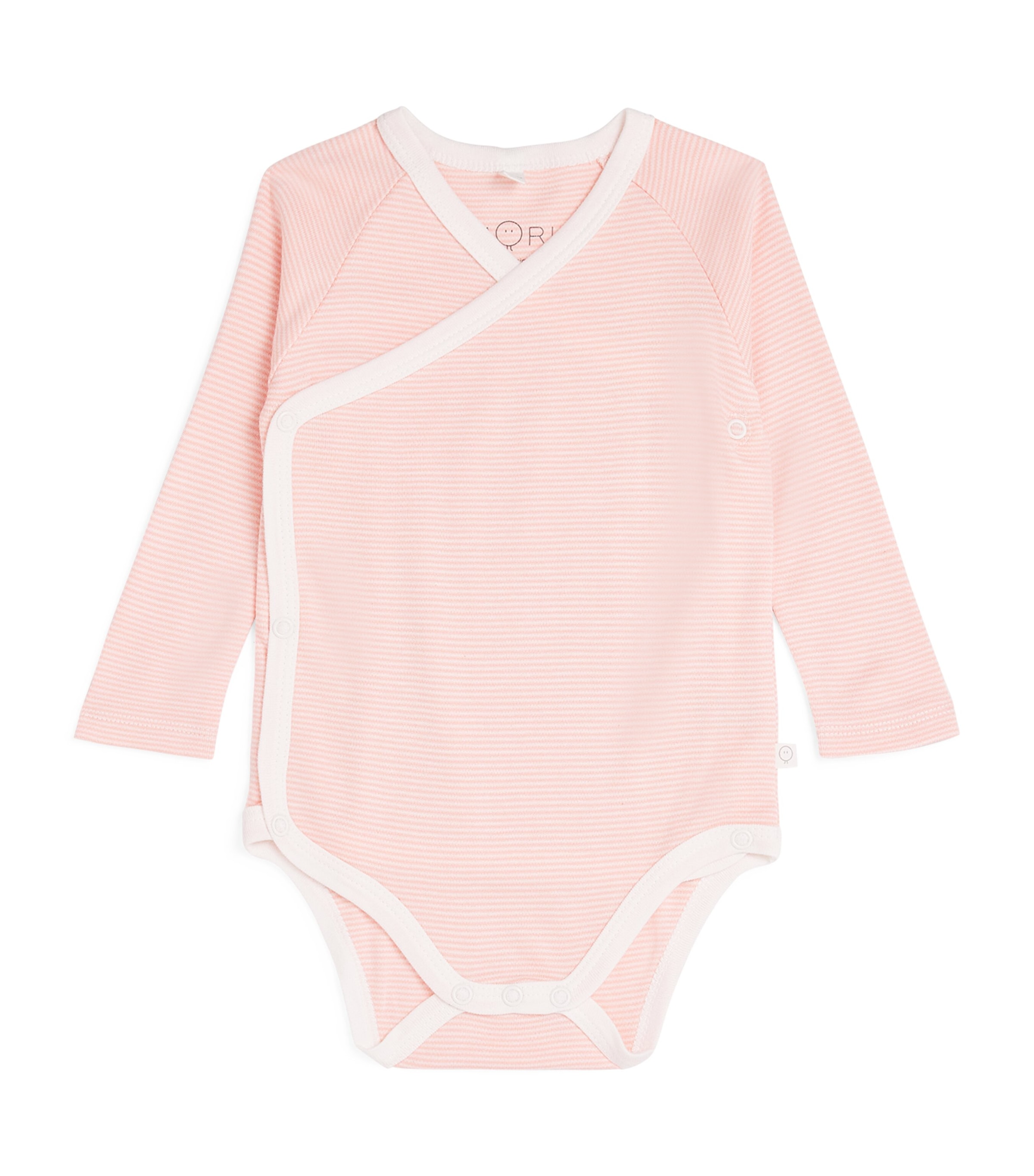 MORI Bamboo-Blend Kimono Bodysuit (9-12 Months) Blush Stripe