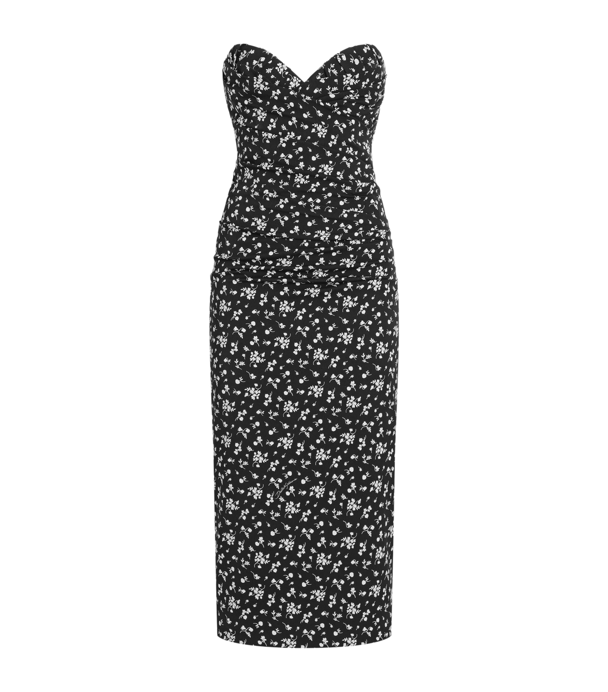 Dolce&Gabbana Womens Stretch-Silk Charmeuse Floral Midi Dress Fiorellini F