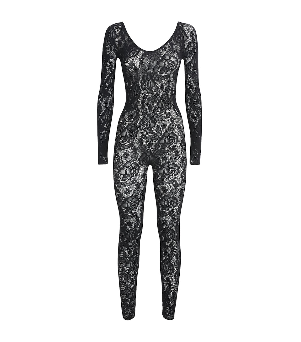 Wolford Womens Net Infinite Rose Jumpsuit Black
