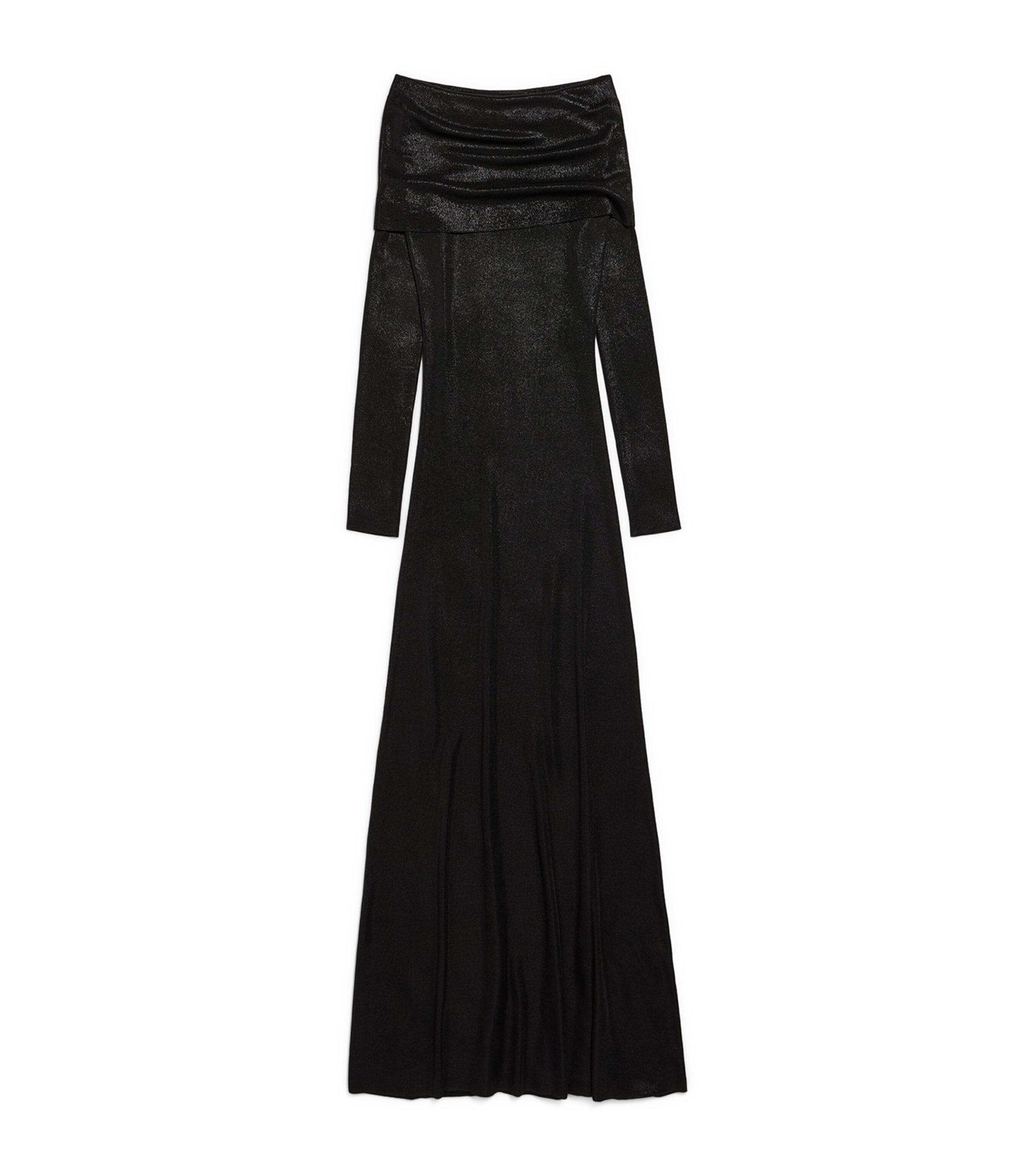 Balenciaga Womens Off-The-Shoulder Maxi Dress