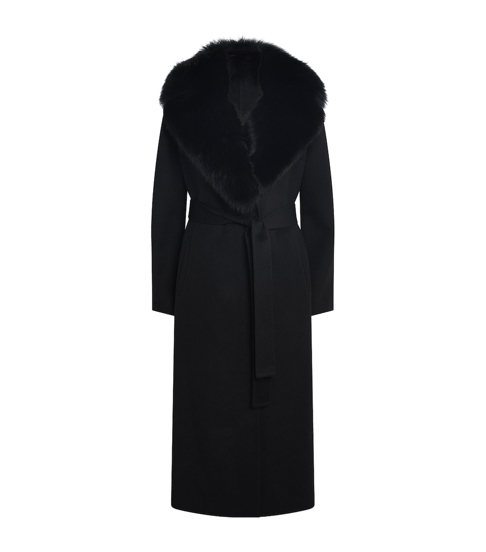 Wool-Cashmere Fur-Trim Coat