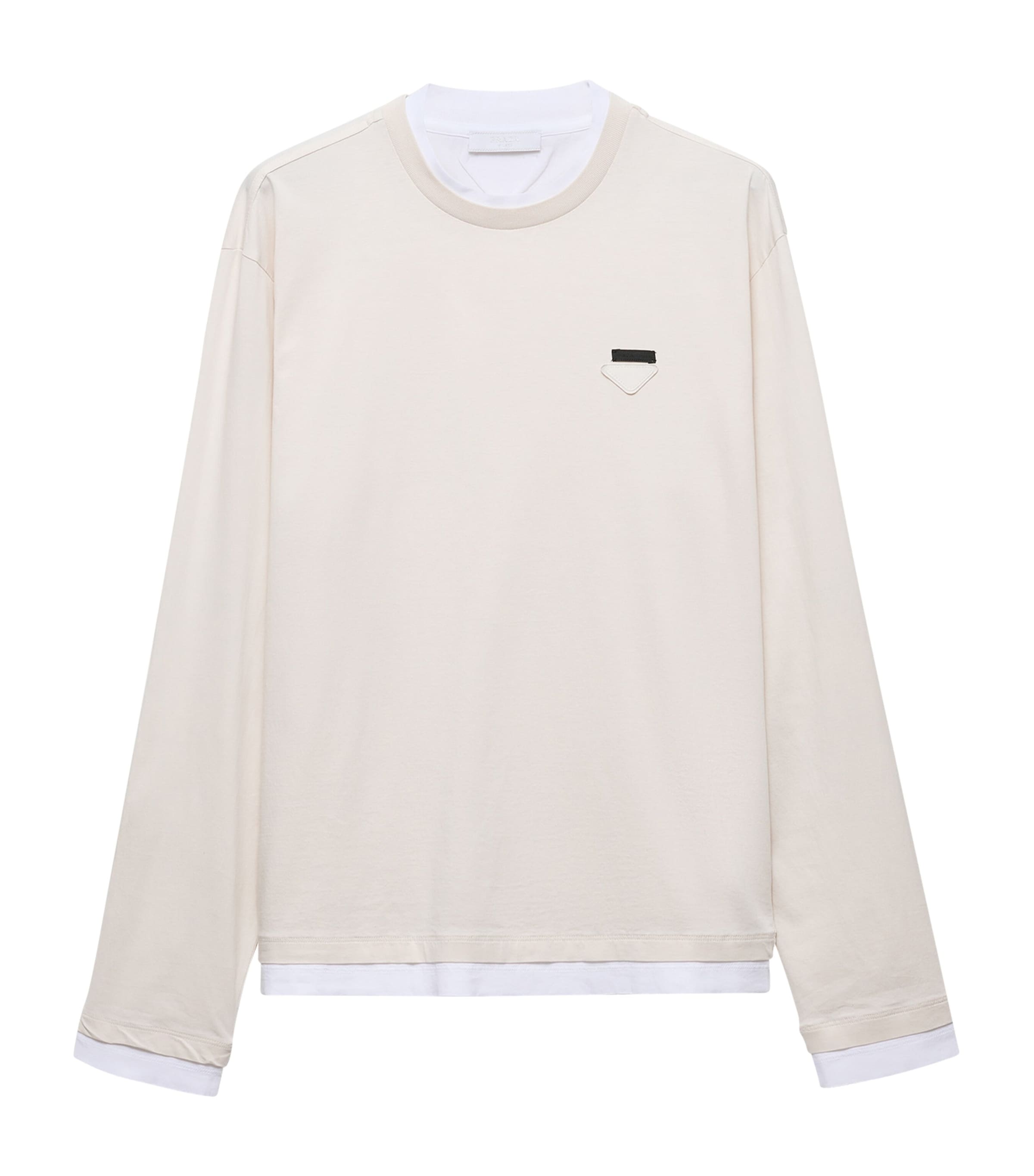 Prada Mens Cotton Long-Sleeve T-Shirt Neutral