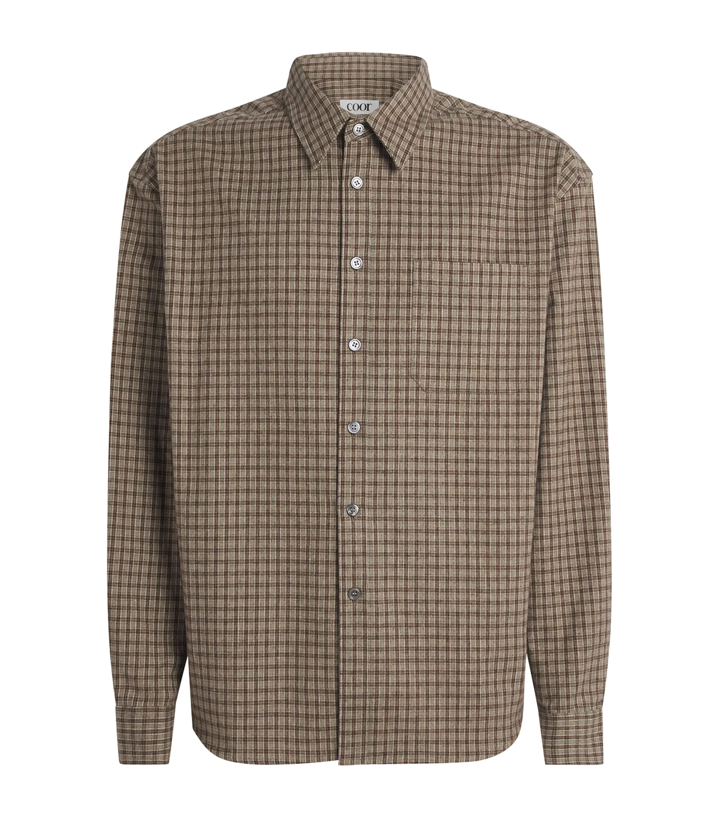 Coor Mens Check Shirt Sand Green
