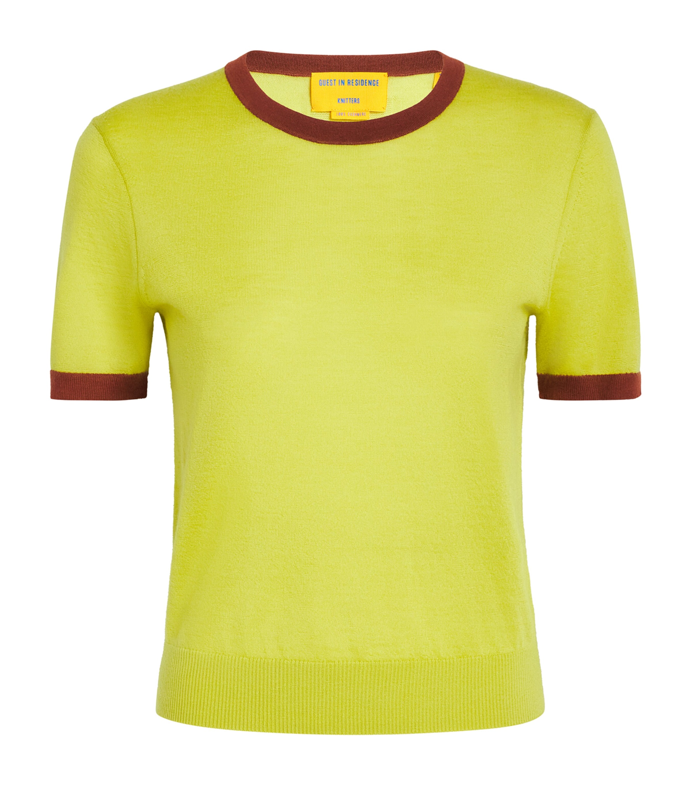 Guest In Residence Womens Cashmere Airy Ringer T-Shirt Evoo/burnt Sienna