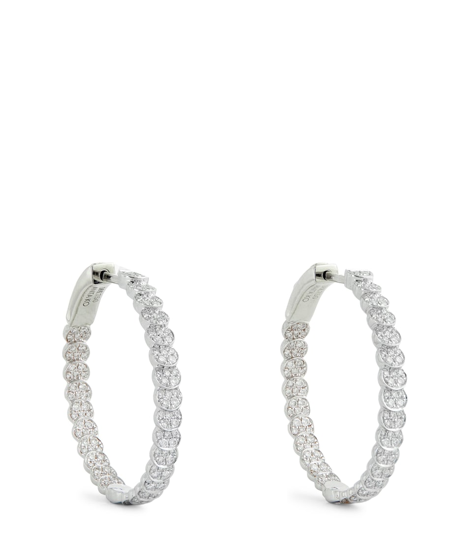 White Gold and Diamond Luna Hoop Earrings