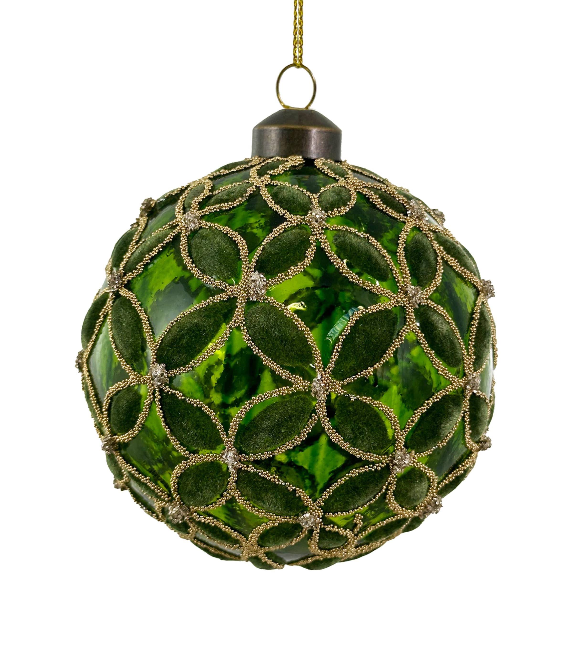 Shishi Velvet Circle-Pattern Bauble Green