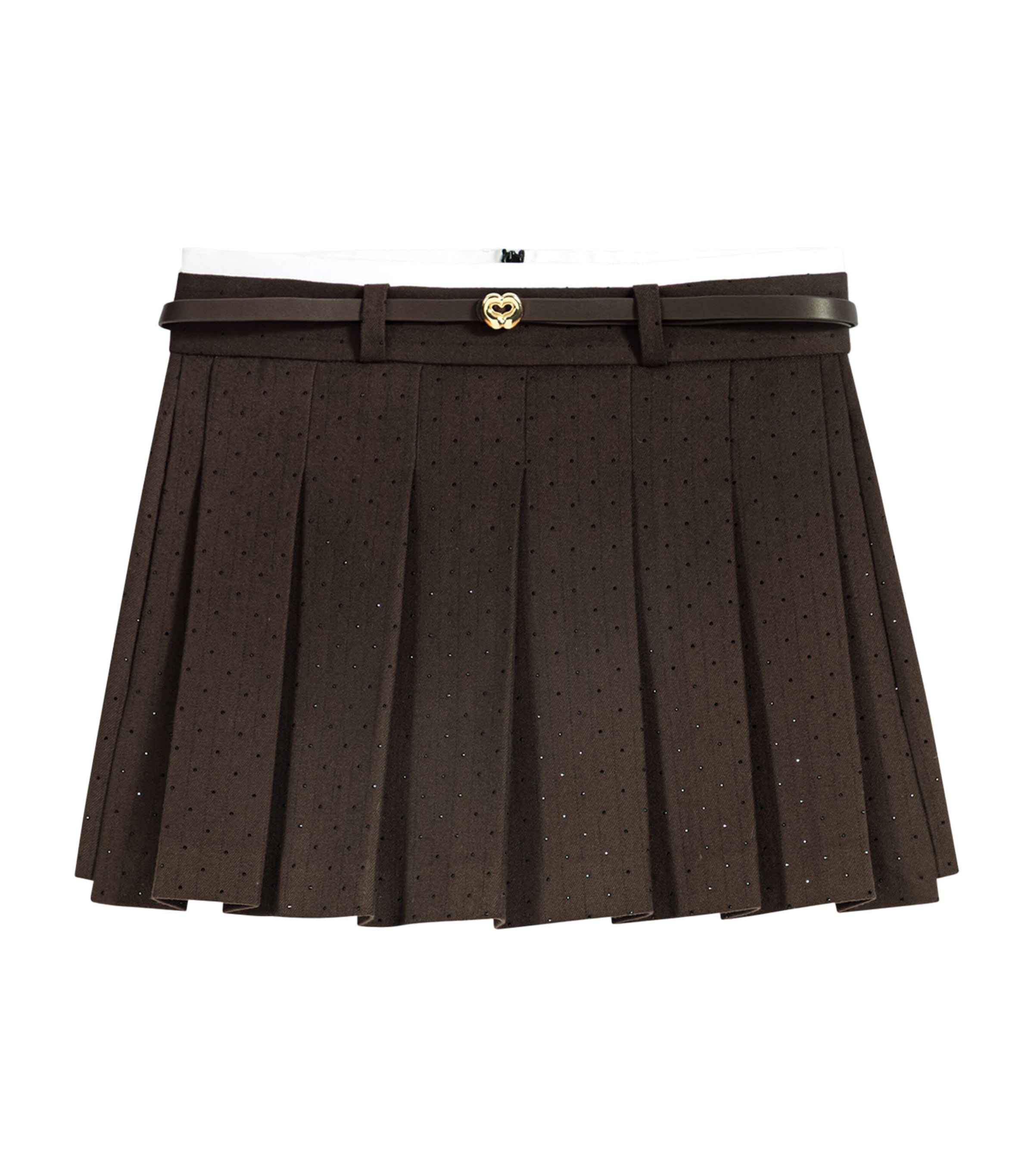 Maje Womens Embellished Pleated Mini Skirt Brown
