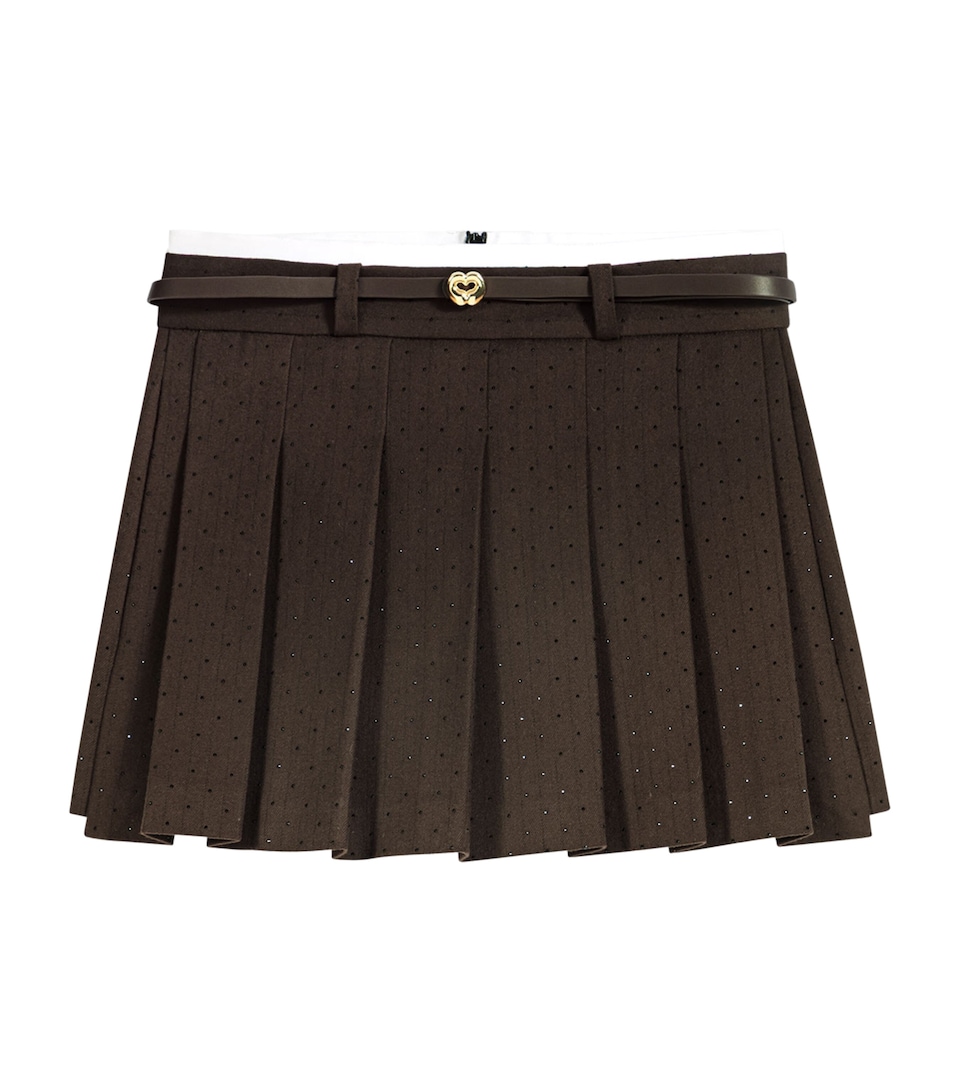 Maje Womens Embellished Pleated Mini Skirt Brown