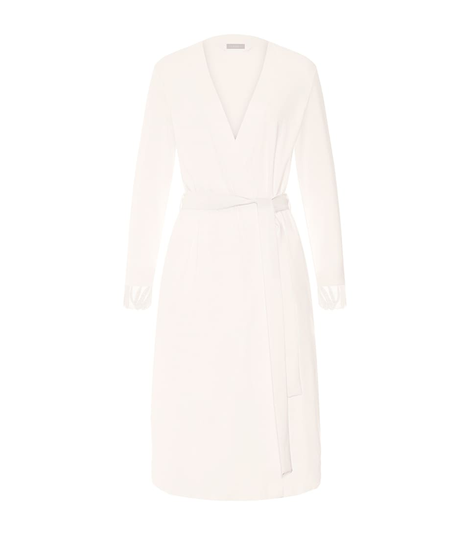 Hanro Womens Cotton Rosaria Robe Off White