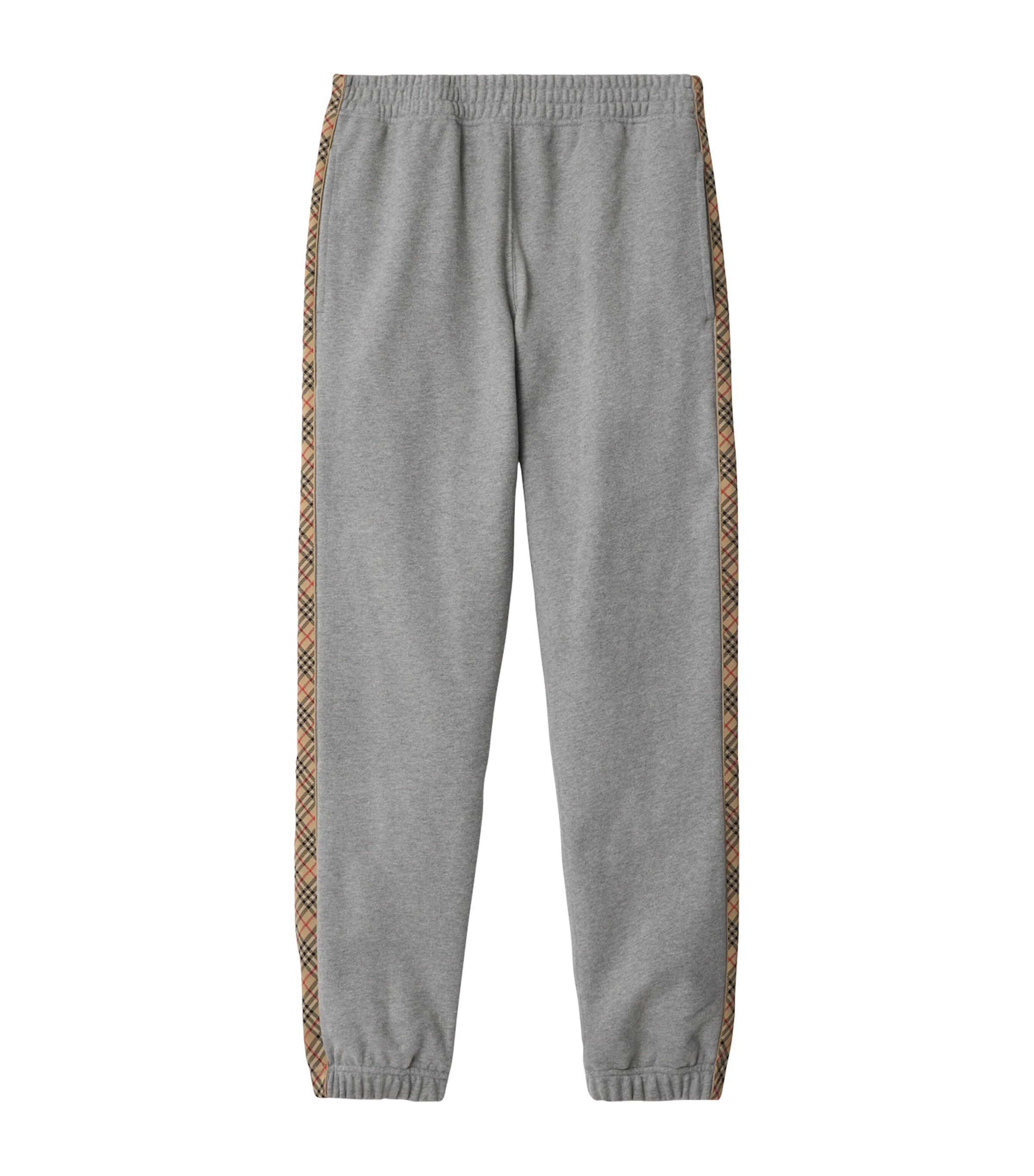 Cotton Check-Stripe Slim Sweatpants