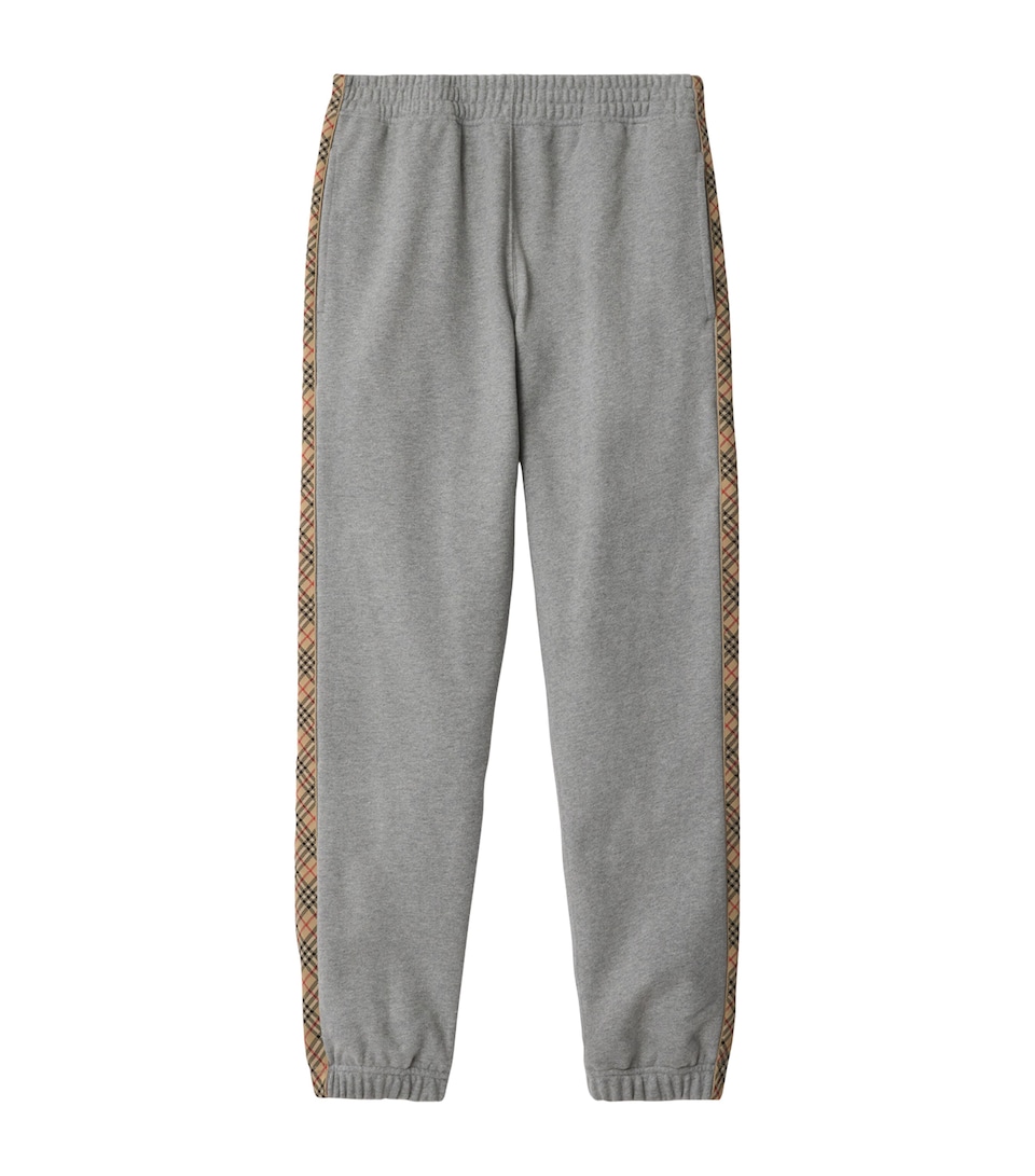 Cotton Check-Stripe Slim Sweatpants