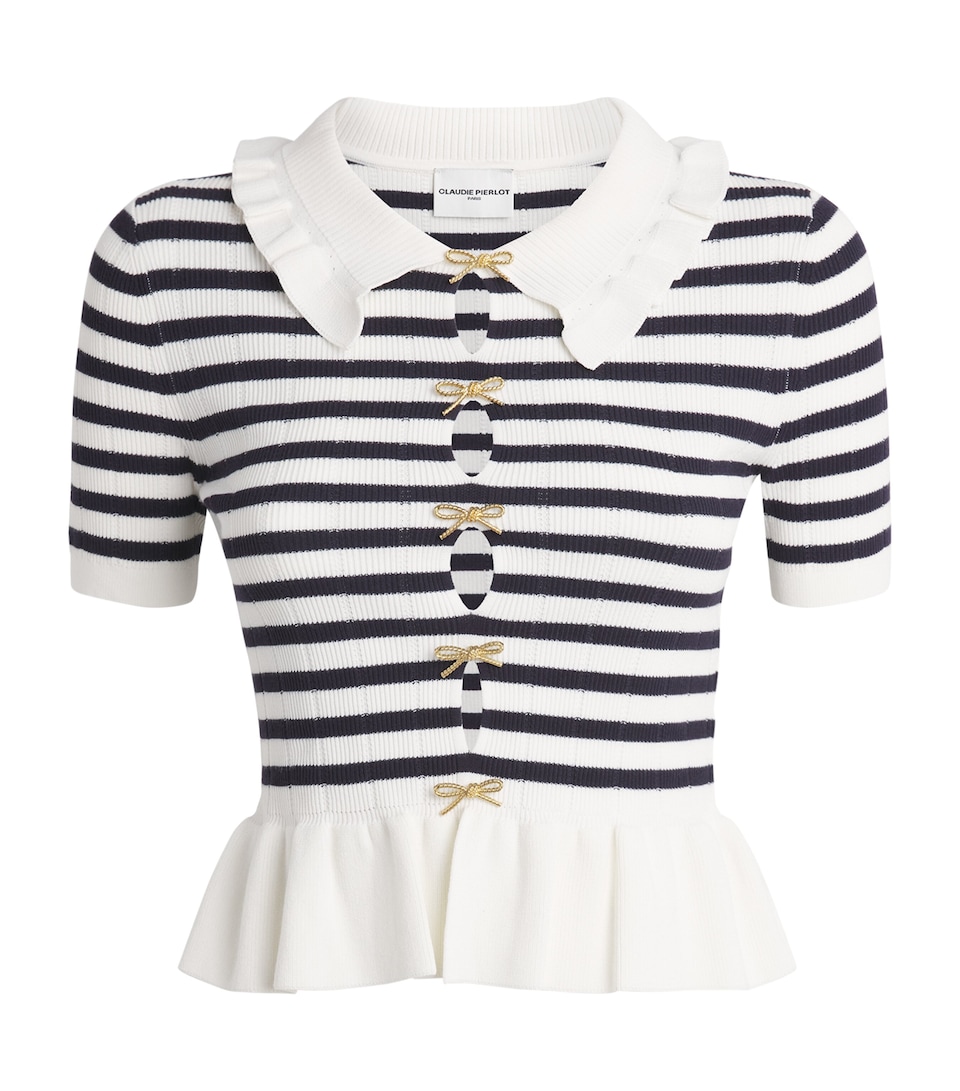 Claudie Pierlot Womens Knitted Stripe Peplum Sweater Dual Color