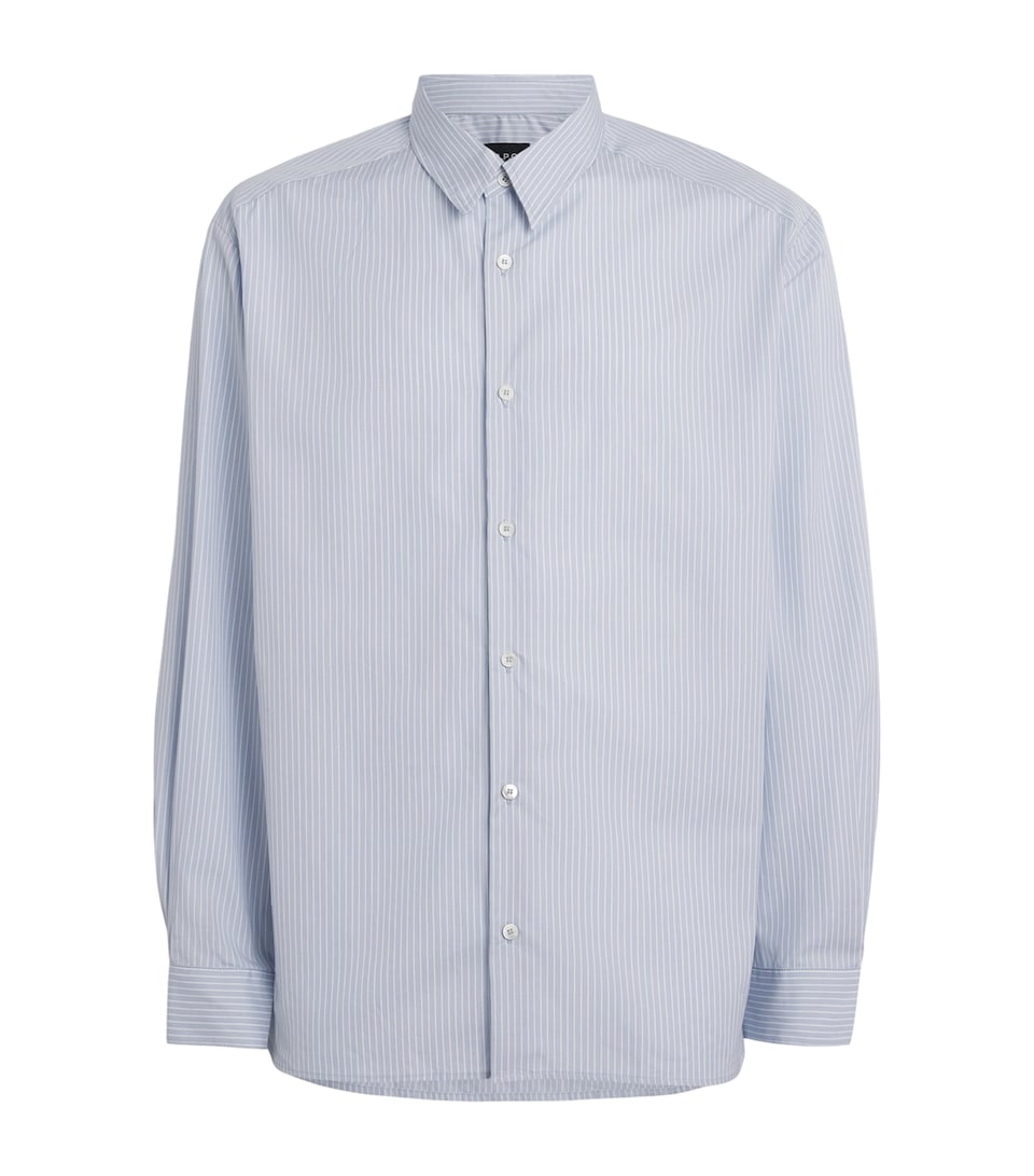 A.P.C. Mens Organic Cotton Stripe Shirt Iac Blue Grey