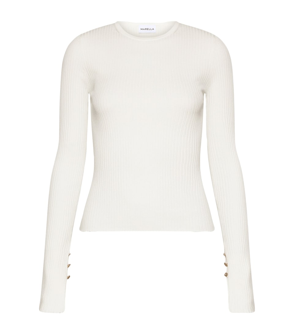 Marella Womens Slim Rib Sweater White