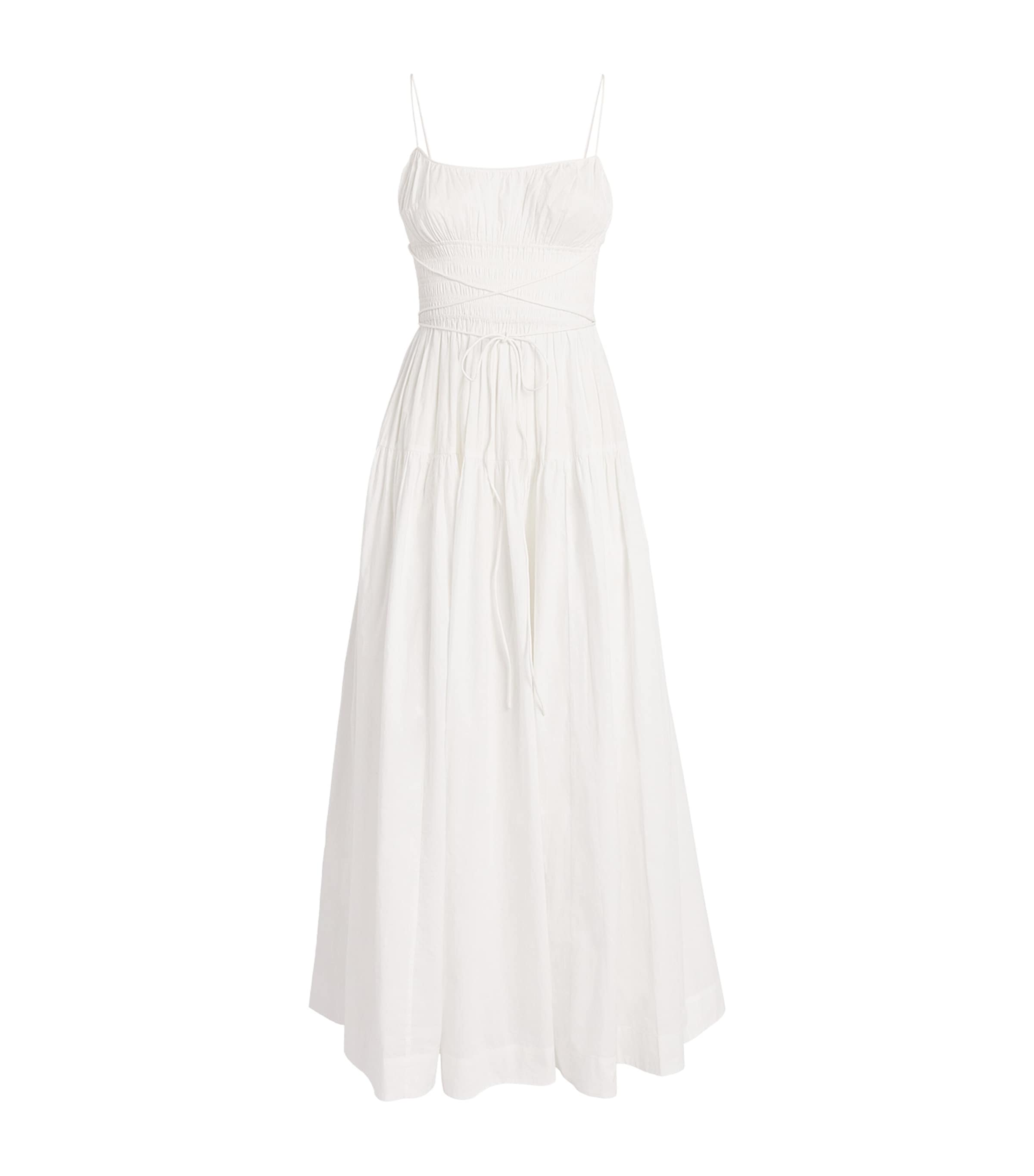 DÔEN Womens Organic Cotton Safia Midi Dress Salt