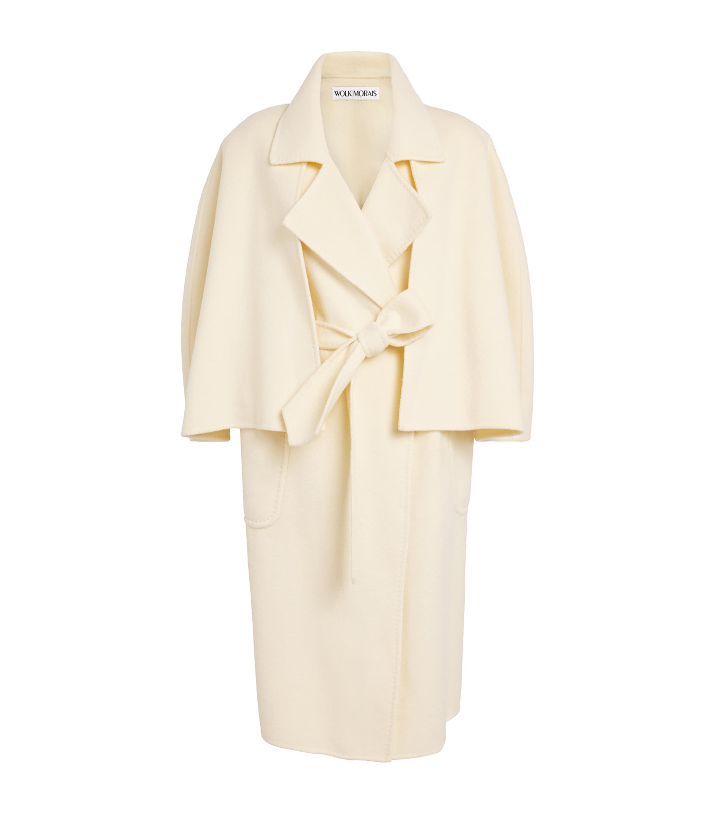 Wolk Morais Womens Cashmere Belted Inverness Coat Pearl