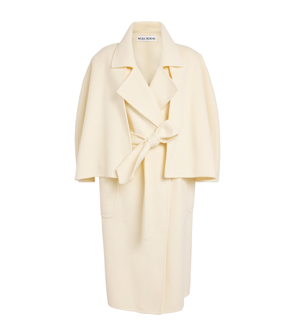 Wolk Morais Womens Cashmere Belted Inverness Coat Pearl